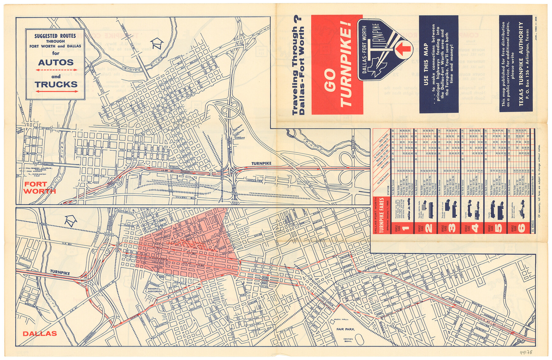 94178, Go Turnpike! Dallas-Fort Worth Turnpike (Verso), General Map Collection