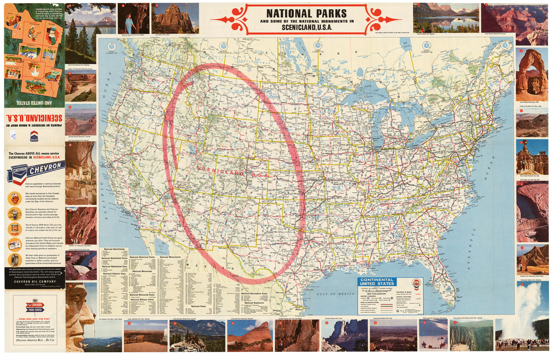 94193, Points of Interest & Road Map of Scenicland, U.S.A. and United States [Verso], General Map Collection
