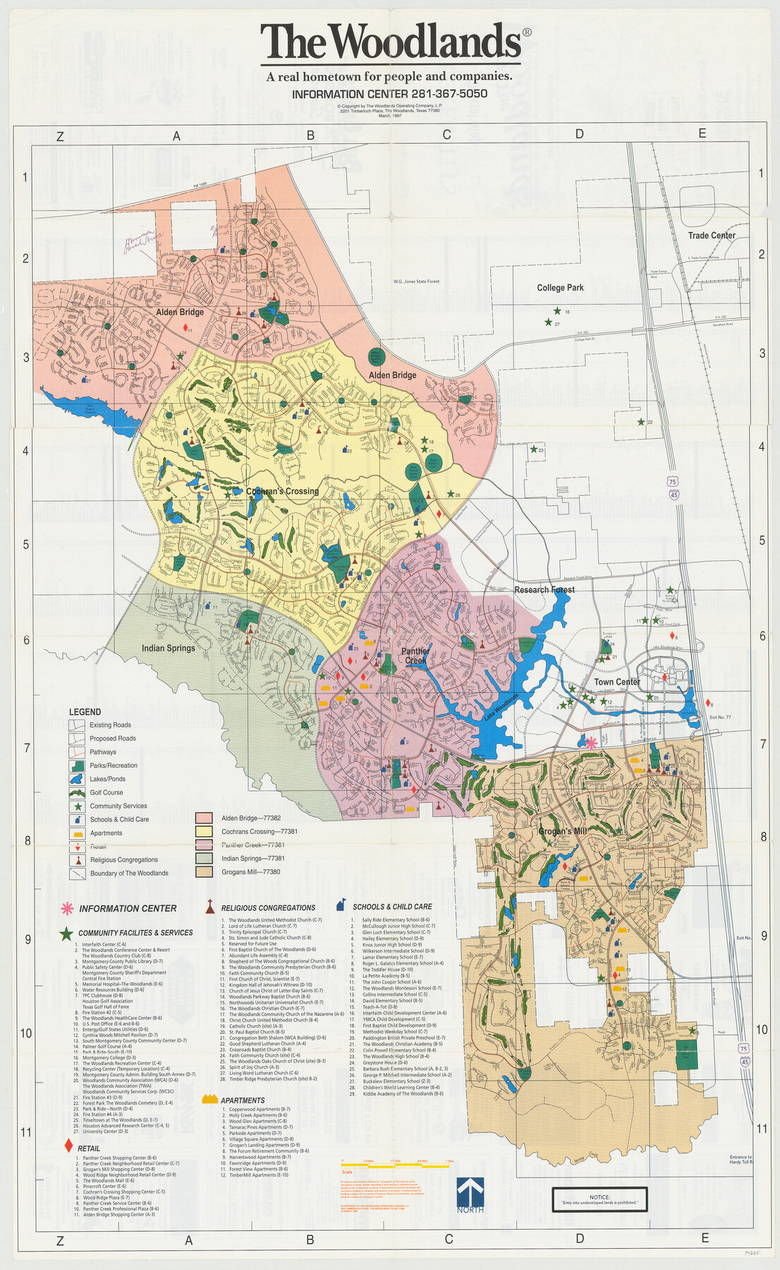 94285, Interfaith's Official Map: The Woodlands, a real hometown for people and companies, General Map Collection