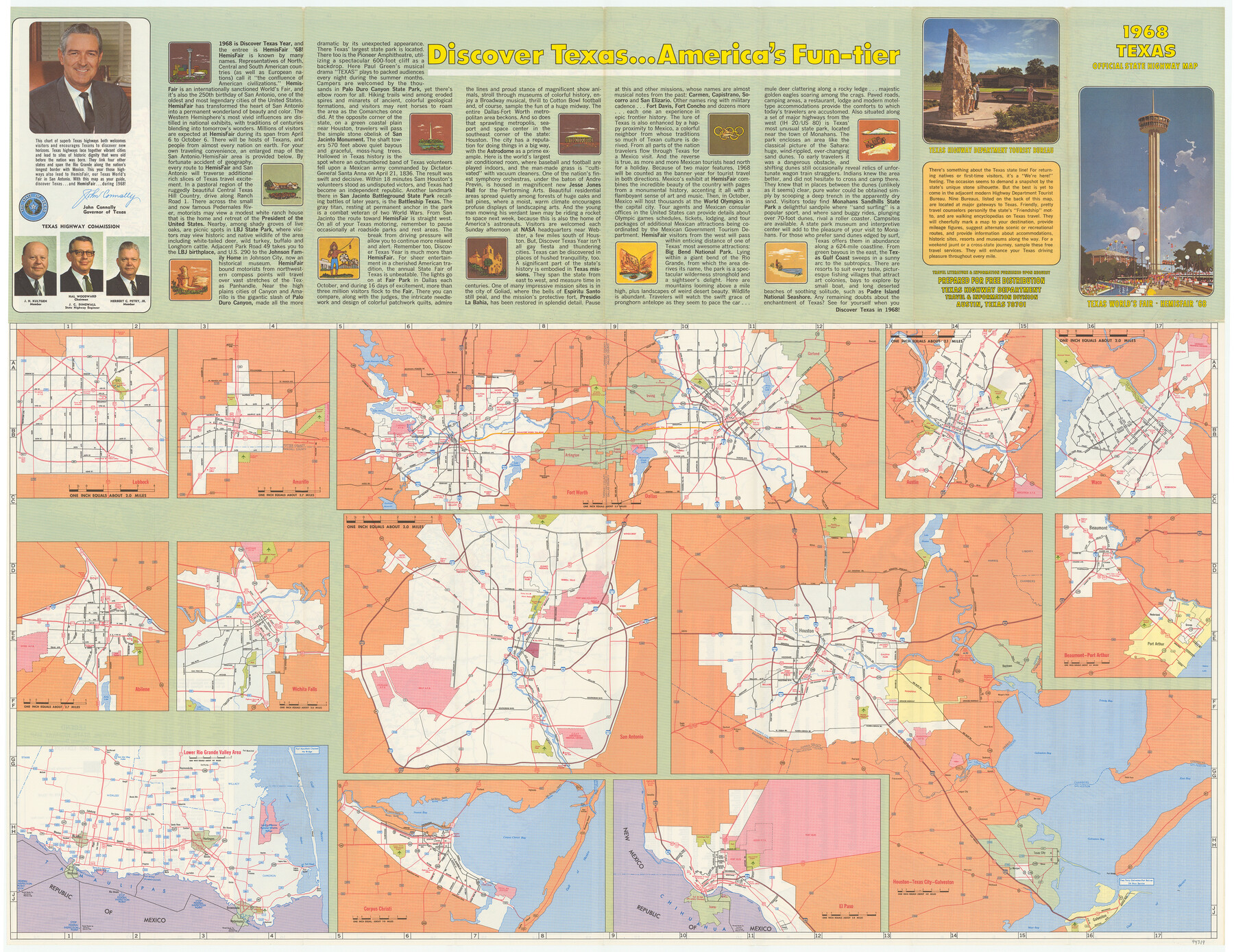 94319, 1968 Texas Official State Highway Map, General Map Collection