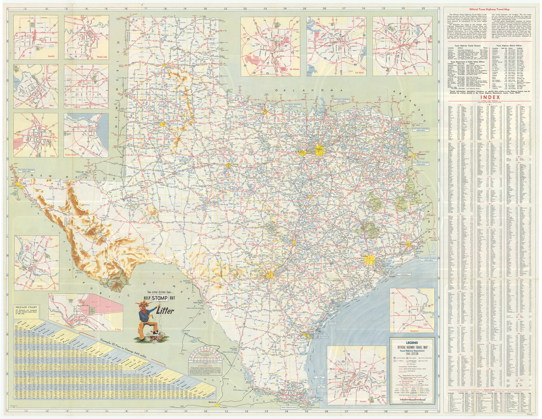 94326, America's Fun-Tier: Texas 1965 Official Highway Travel Map, General Map Collection