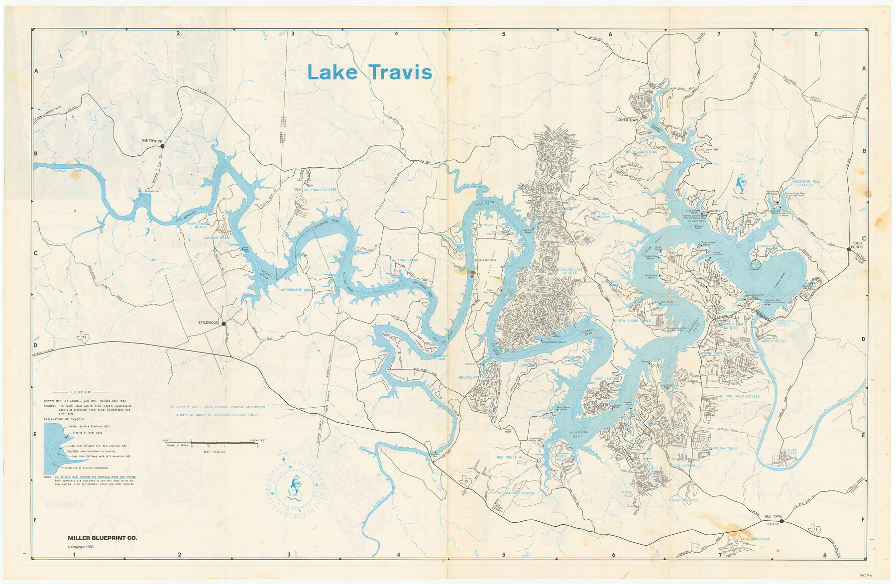 94374, Map of Lake Travis with detailed maps of Lakeway, Briarcliff, Lago Vista, Highland Lake Estates, General Map Collection