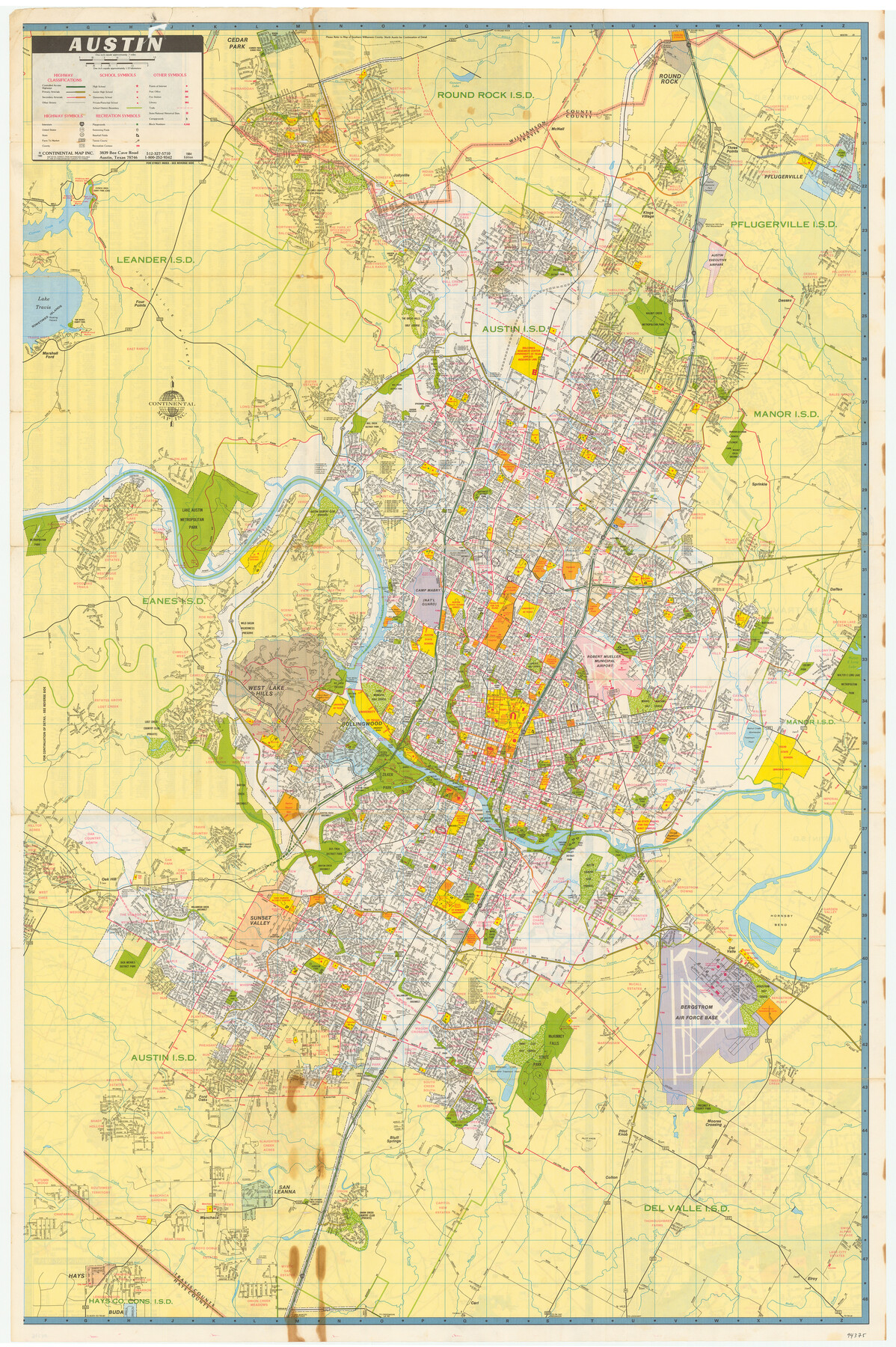 94375, Austin including Bergstrom AFB, Hays, Mansfield Dam, McKinney Falls State Park, Oak Hill, Rollingwood, San Leanna, Sunset Valley and West Lake Hills - also portions of Pflugerville, General Map Collection