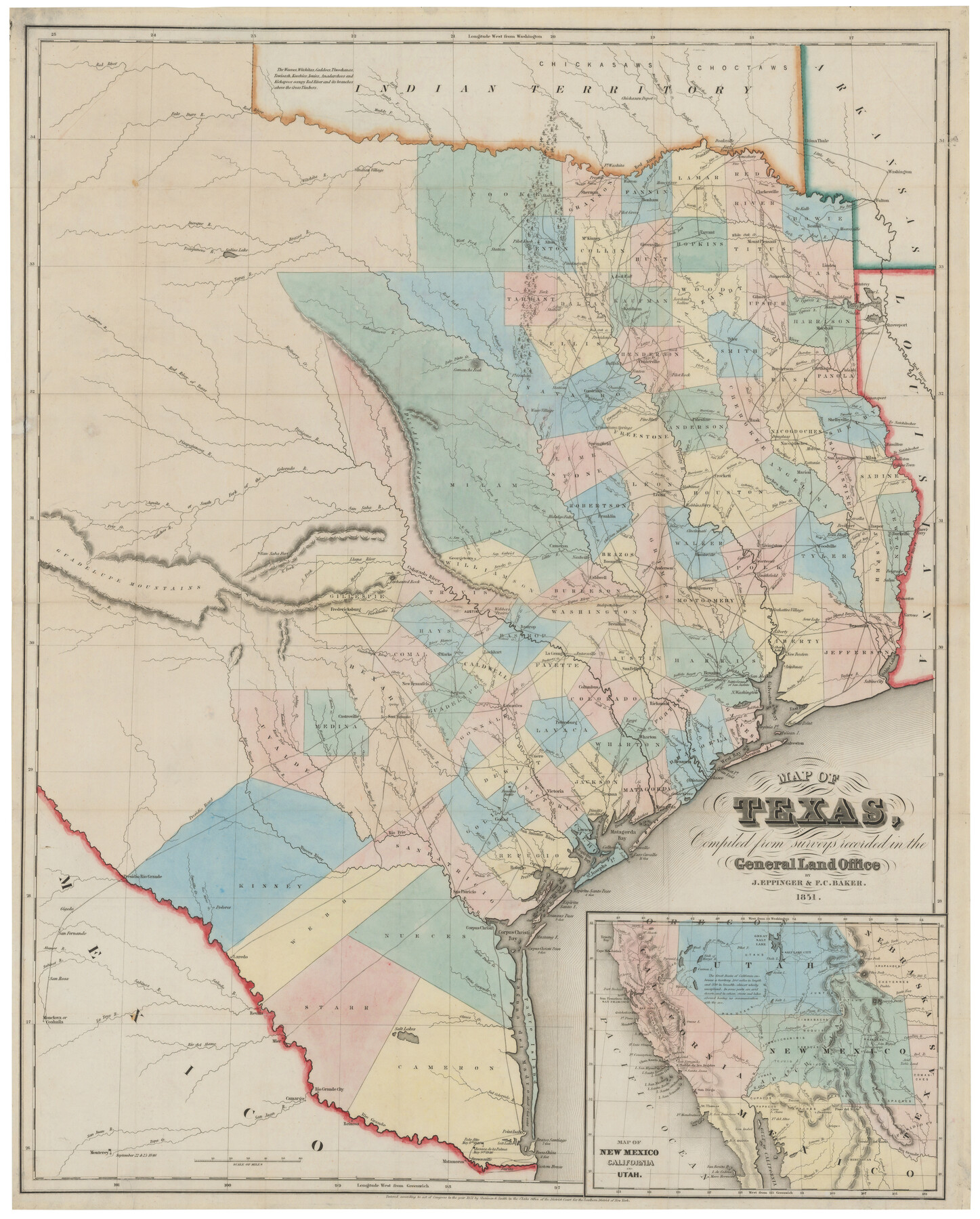 94417, Map of Texas compiled from surveys included in the General Land Office, Holcomb Digital Map Collection