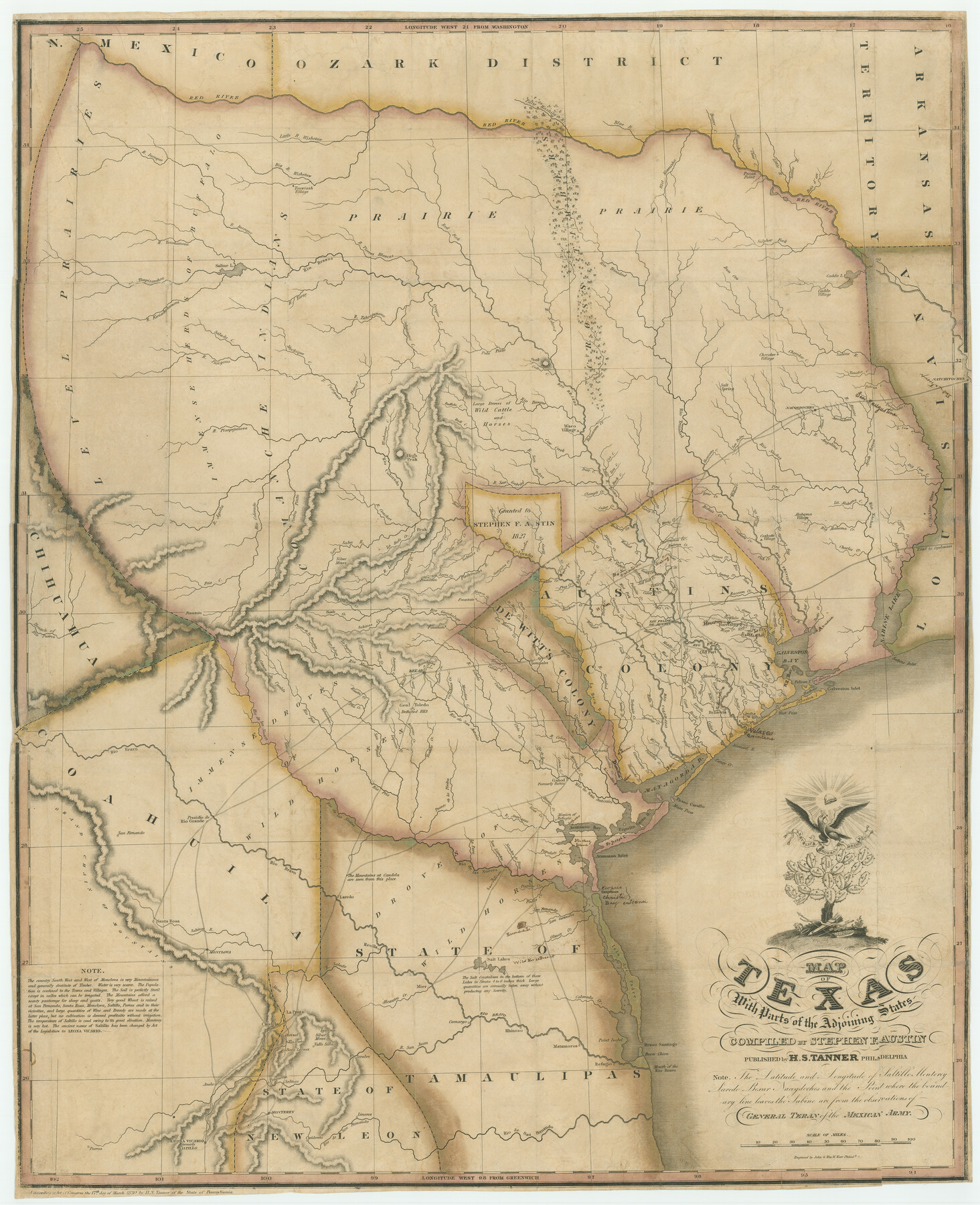 94440, Map of Texas with parts of the Adjoining States, Holcomb Digital Map Collection
