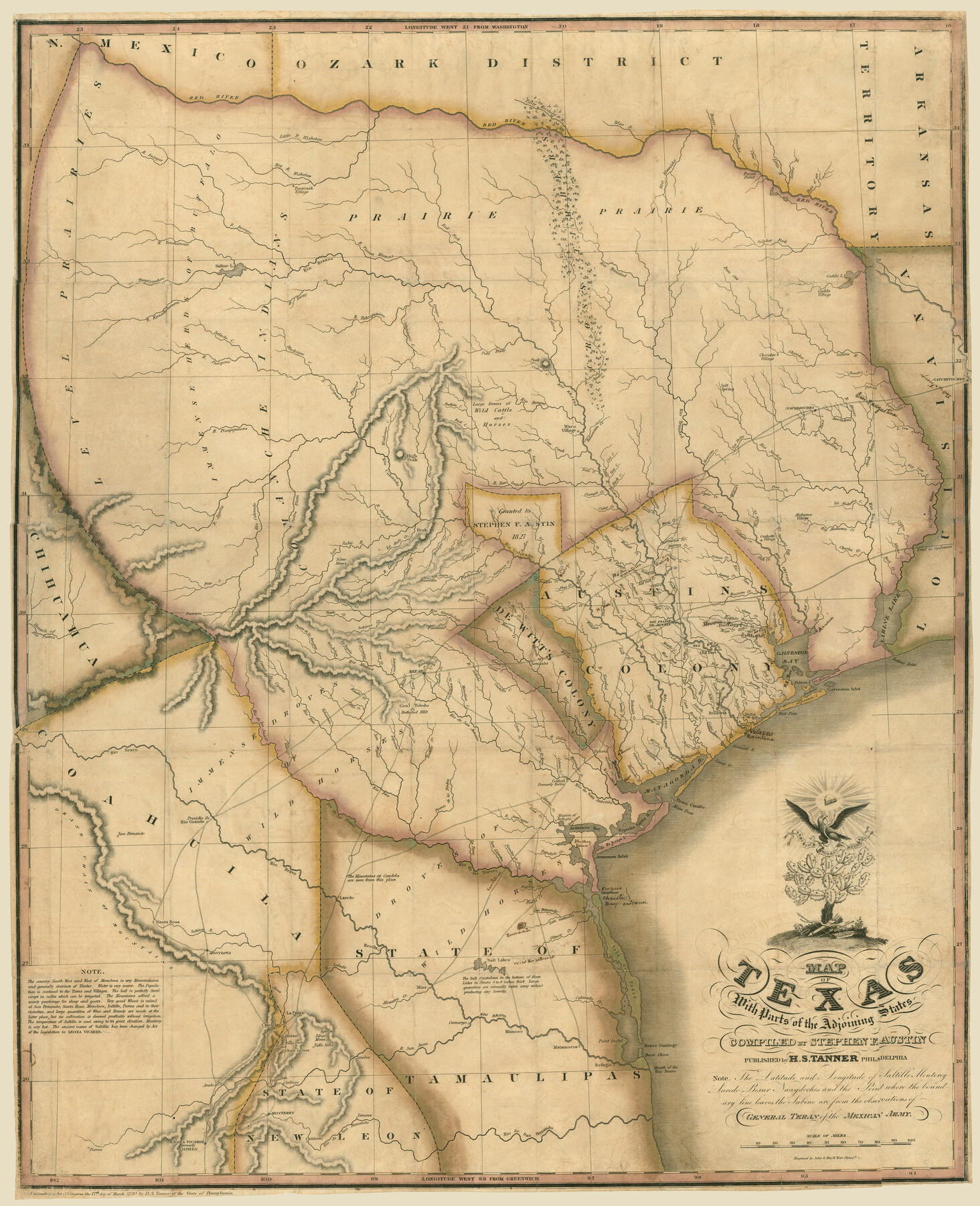 94440, Map of Texas with parts of the Adjoining States, Holcomb Map Collection
