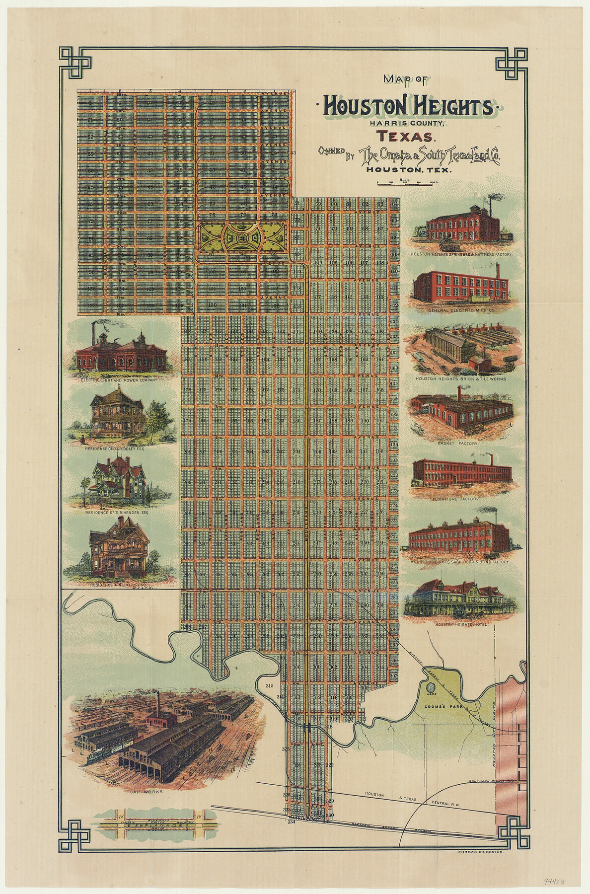 94458, Map of Houston Heights, Harris County, Texas owned by the Omaha & South Texas Land Co., Houston, Texas, General Map Collection - 1