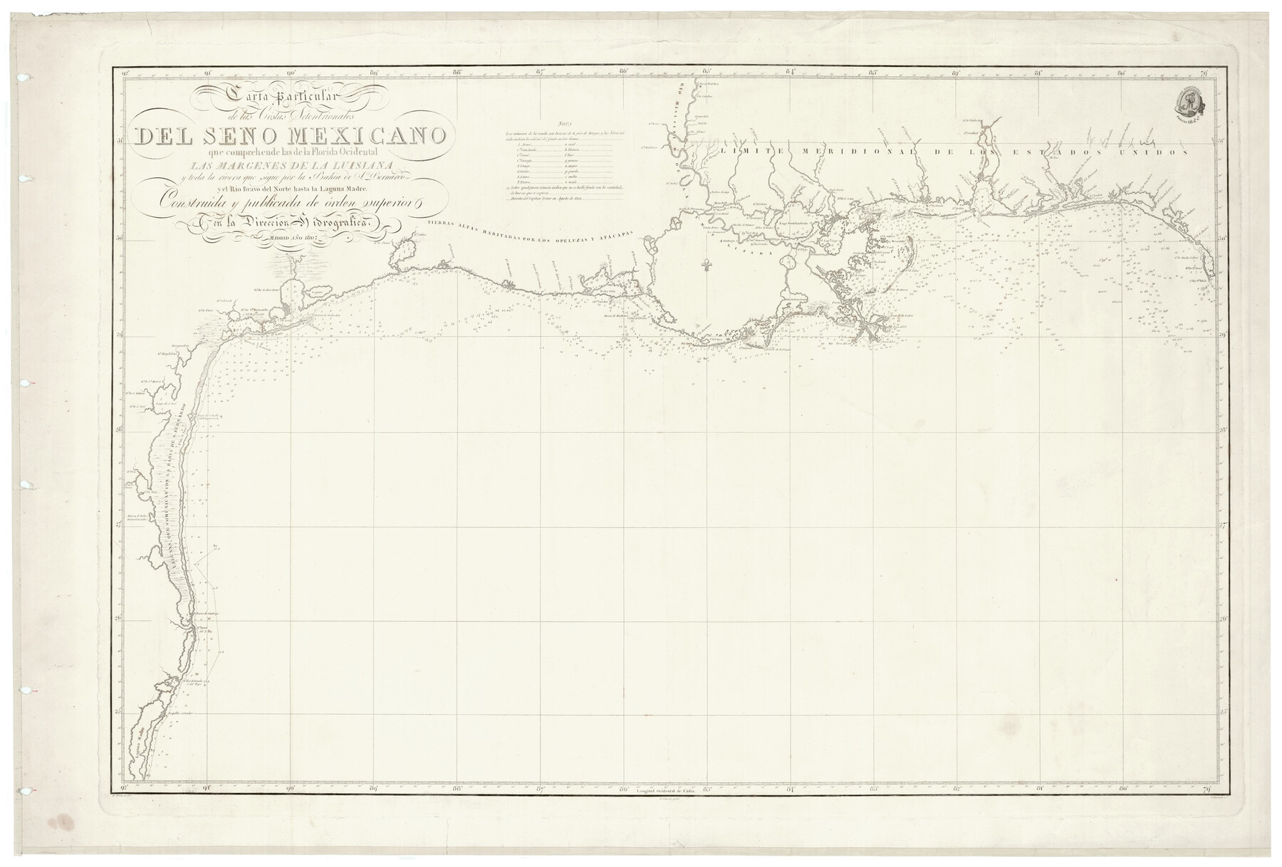 94565, Carta Particular de las Costas Setentrionales del Seno Mexicano que comprehende las de la Florída Ocidental las Márgenes de la Luisiana y toda la rivera que sigue por la Bahía de S. Bernardo y el Rio Bravo del Norte hasta la Laguna Madre, Non-GLO Digital Images