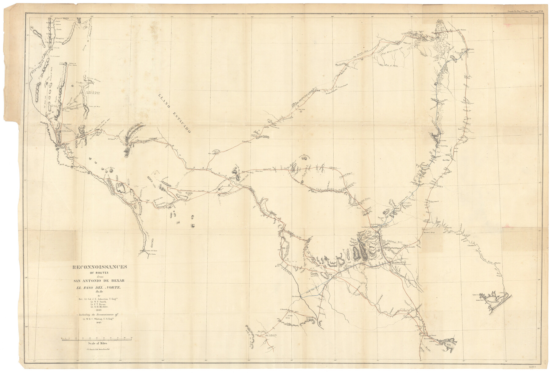 94853, Reconnoissances of Routes from San Antonio de Bexar, El Paso del Norte &c &c, General Map Collection