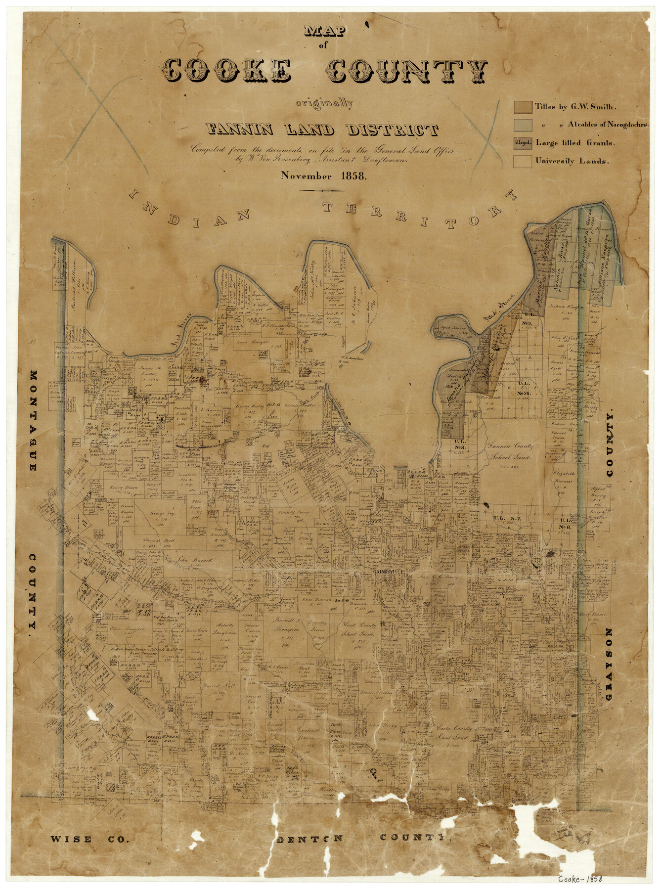 950, Map of Cooke County originally Fannin Land District, General Map Collection