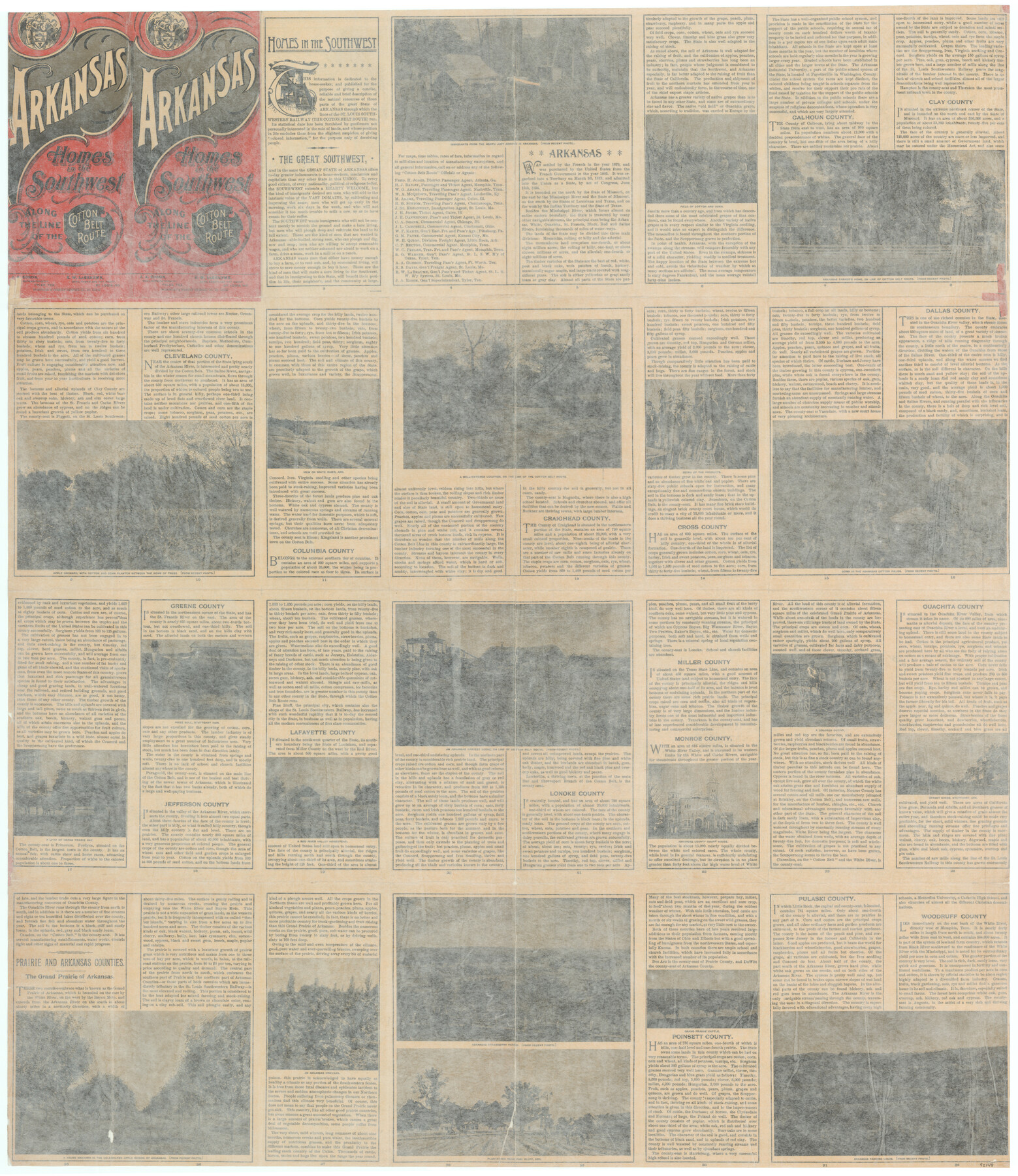 95148, Geographically Correct County Map showing the lines of the Cotton Belt Route (St. Louis Southwestern Railway Co., St. Louis Southwestern Railway Co. of Texas, Tyler Southeastern Railway Co.) and Connections, General Map Collection