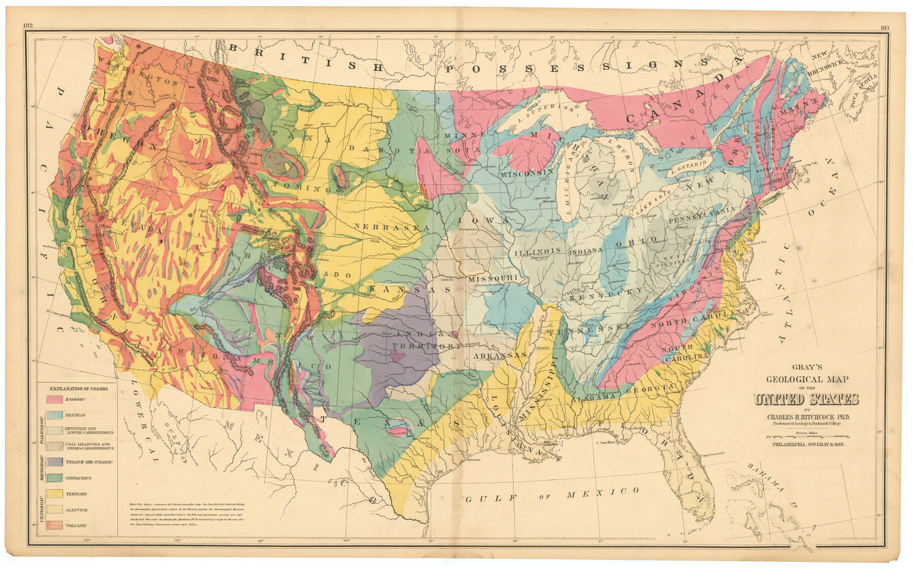 95174, Gray's Geological Map of the United States, General Map Collection