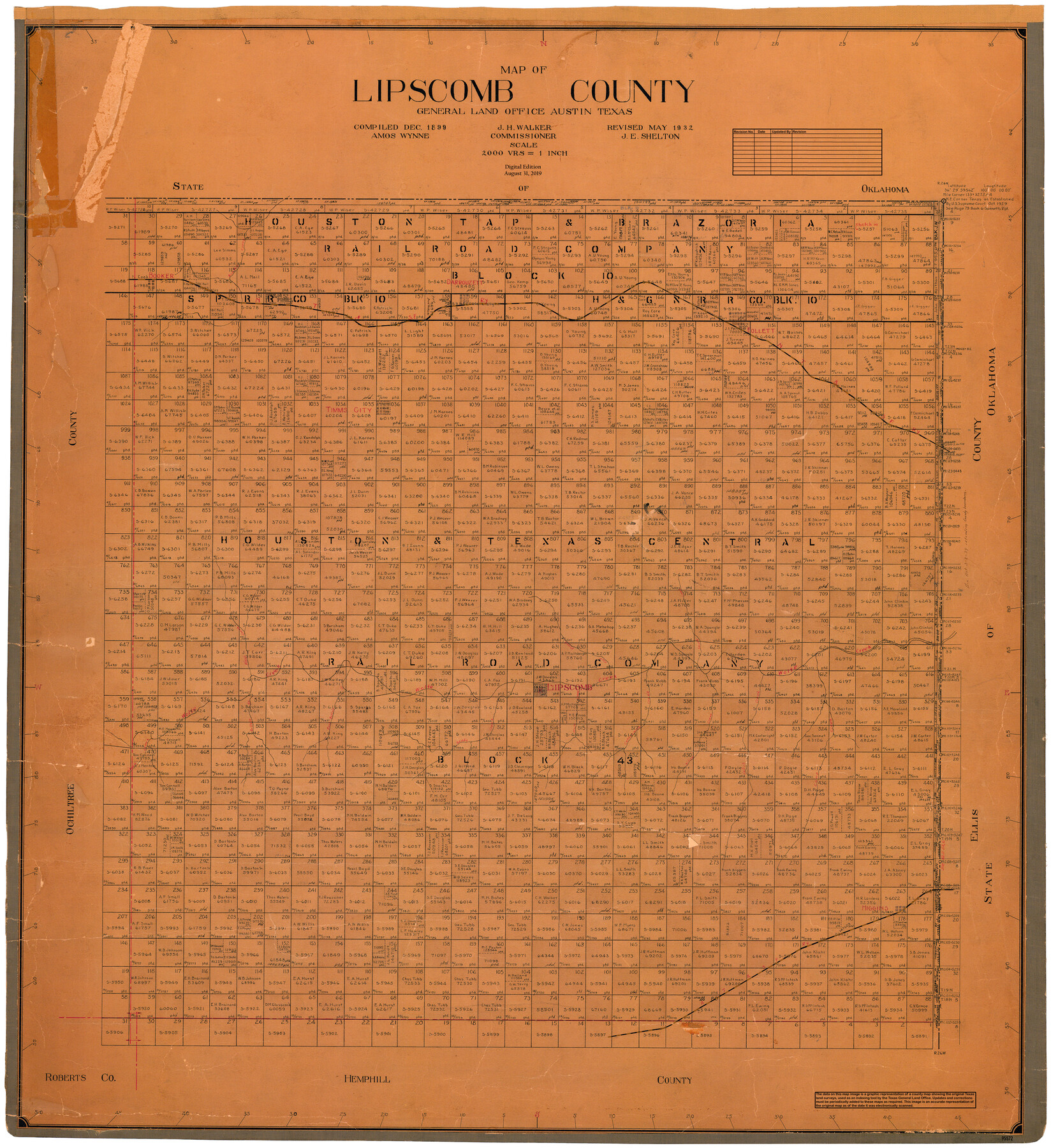 95572, Map of Lipscomb County, General Map Collection