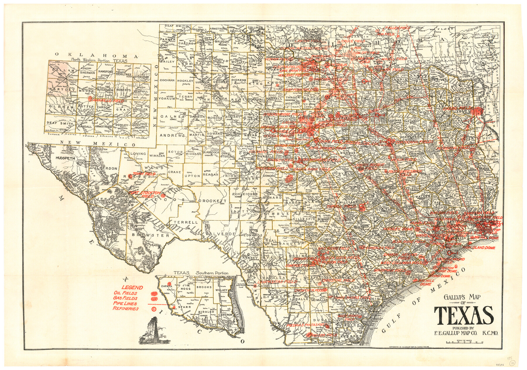 95696, Gallup's Map of Texas, General Map Collection