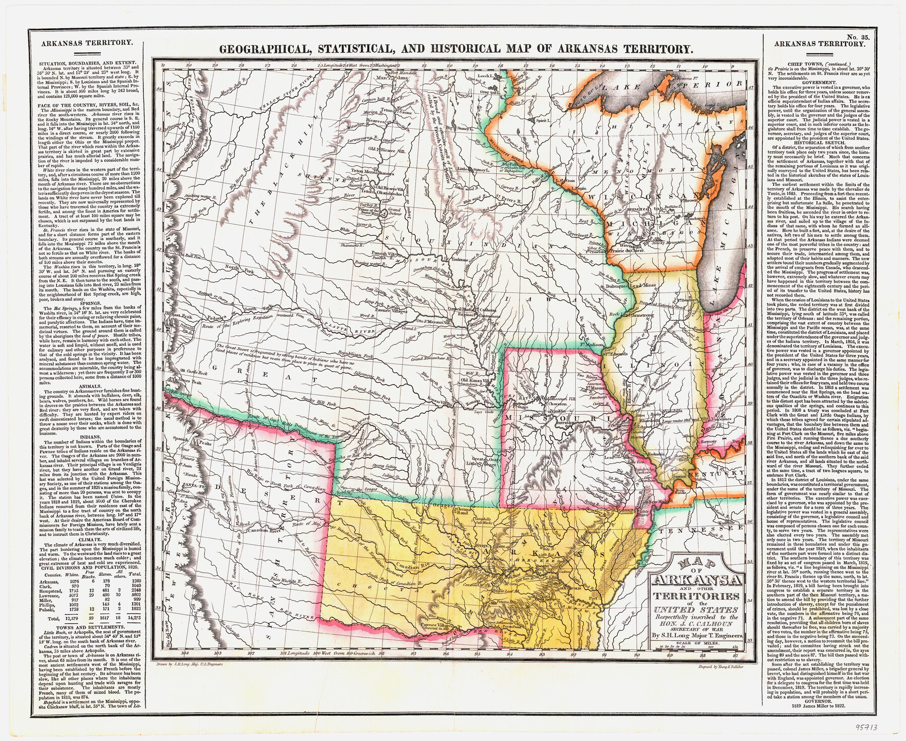 95713, Geographical, Statistical, and Historical Map of Arkansas Territory, General Map Collection