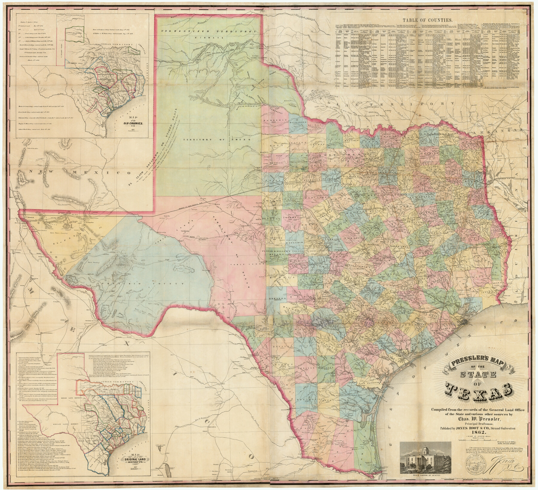 95714, Pressler's Map of the State of Texas, Holcomb Digital Map Collection