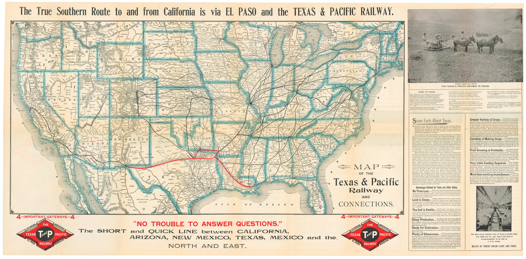 95766, Map of the Texas & Pacific Railway and connections, Cobb Digital Map Collection - 1