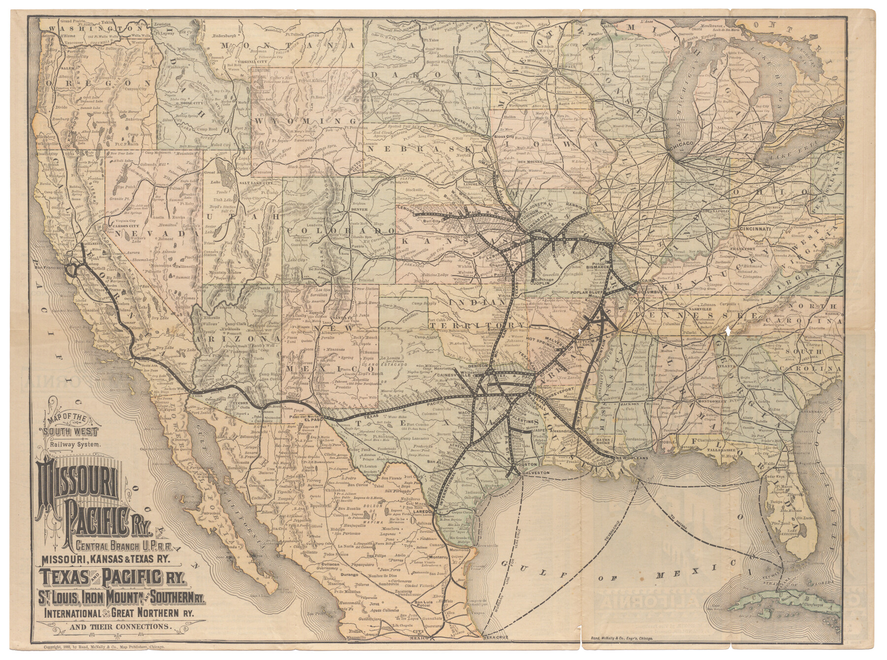 Map of the South West Railway System - Missouri Pacific Ry