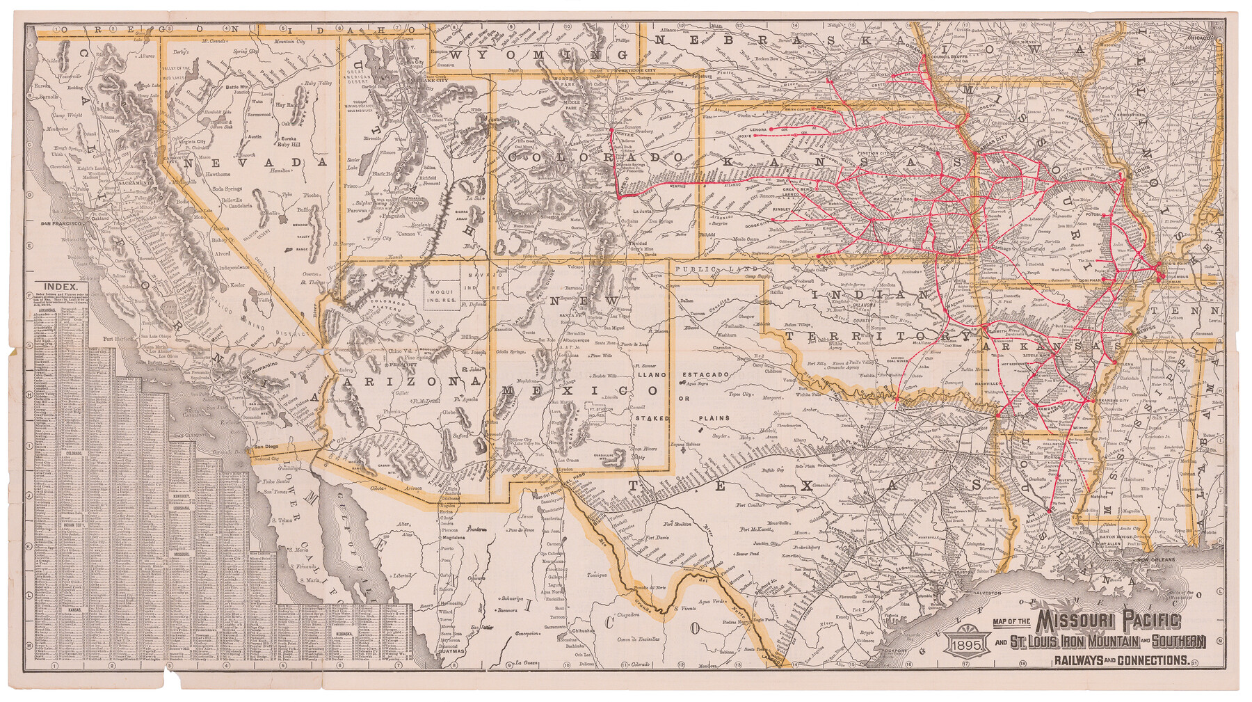 95790, Map of the Missouri Pacific and St. Louis, Iron Mountain and Southern Railways and Connections, Cobb Digital Map Collection - 1