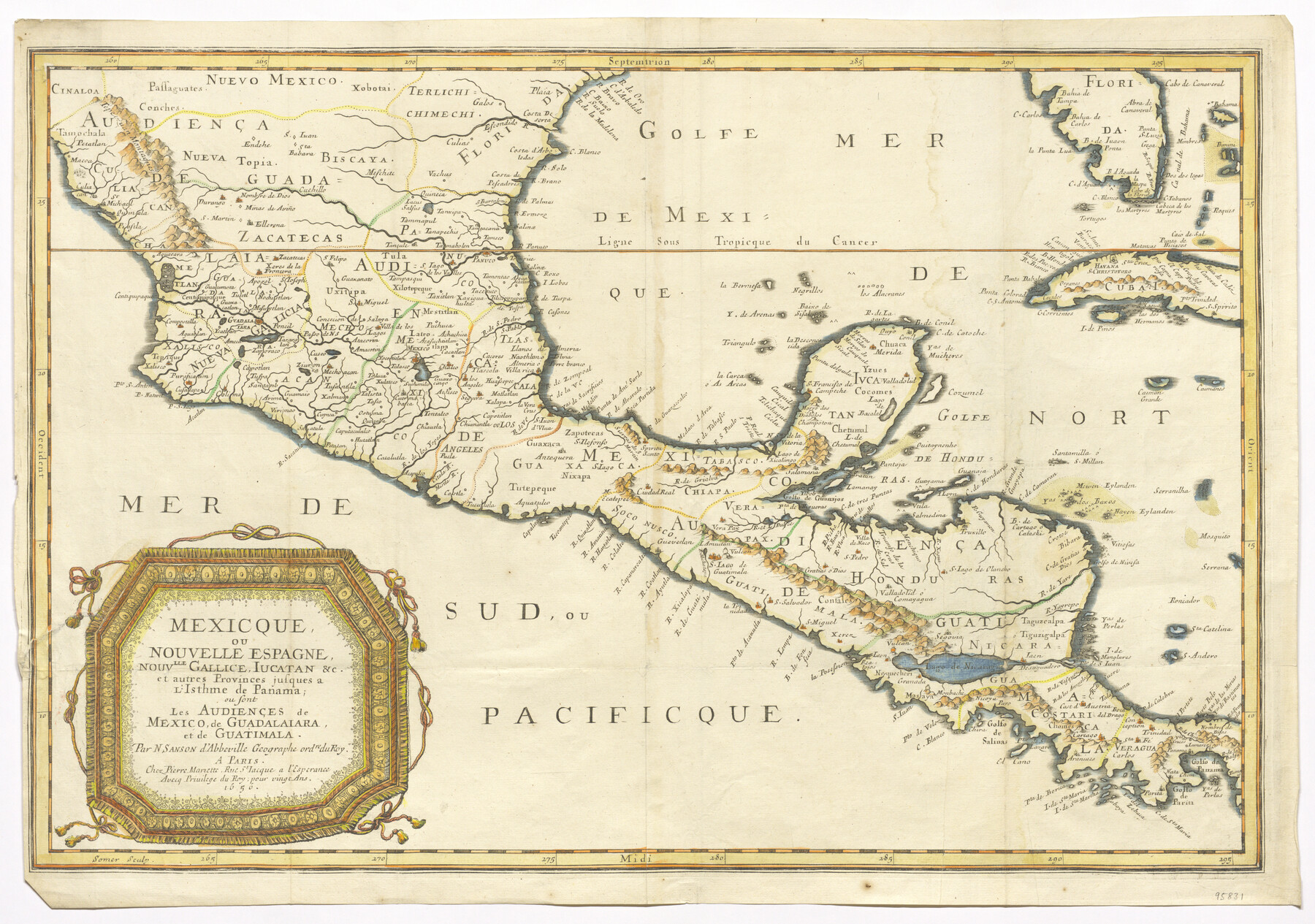 95831, Mexicque, ou Nouvelle Espagne, Nouvelle Gallice, Iucatan & c. et autres Provinces jusques a L'Isthme de Panama; ou font les Audiences de Mexico, de Guadalaiara, et de Guatimala, General Map Collection