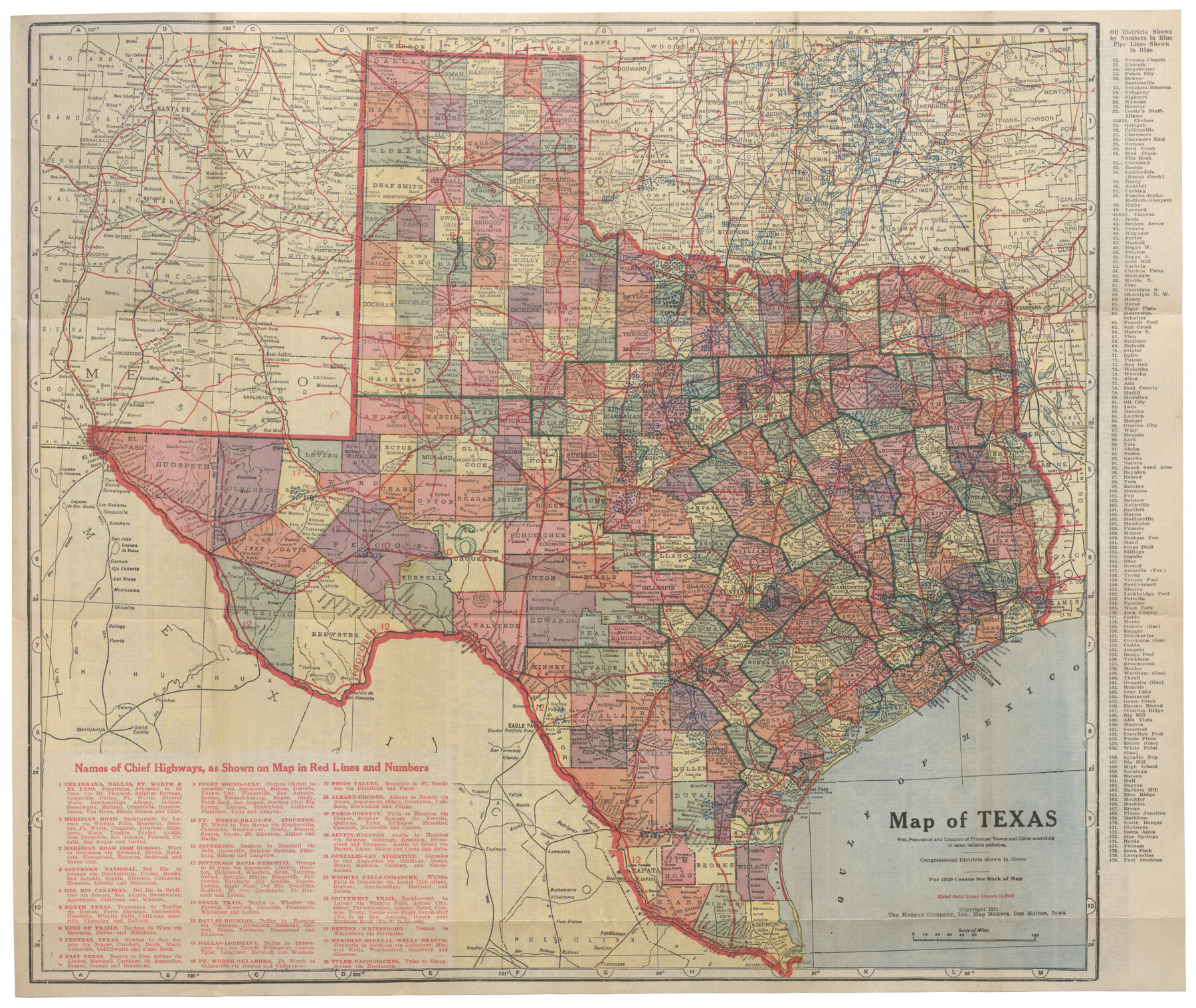 95880, Map of Texas with population and location of principal towns and cities according to latest reliable statistics, Cobb Digital Map Collection - 1
