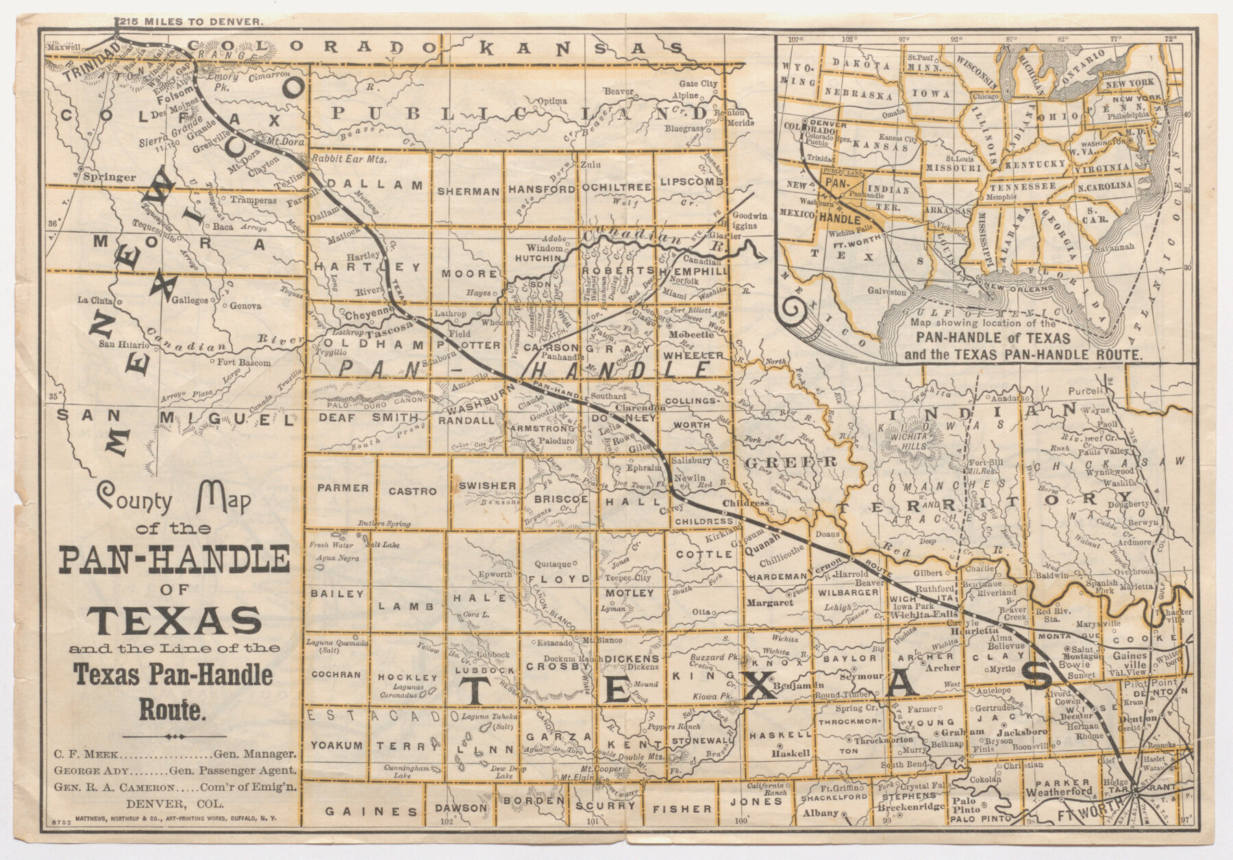 95888, County Map of the Pan-Handle of Texas and the line of the Texas Pan-Handle Route, Cobb Digital Map Collection - 1