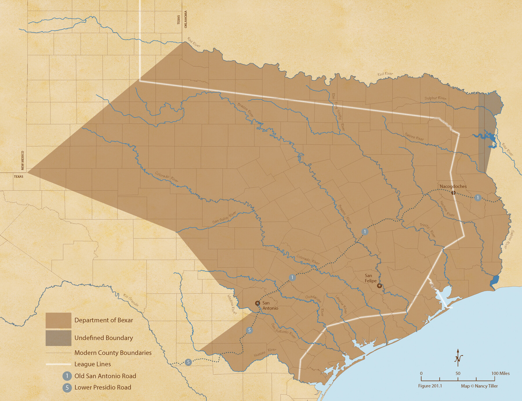 95967, The Mexican Department of Bexar. Created, 1827, Nancy and Jim Tiller Digital Collection