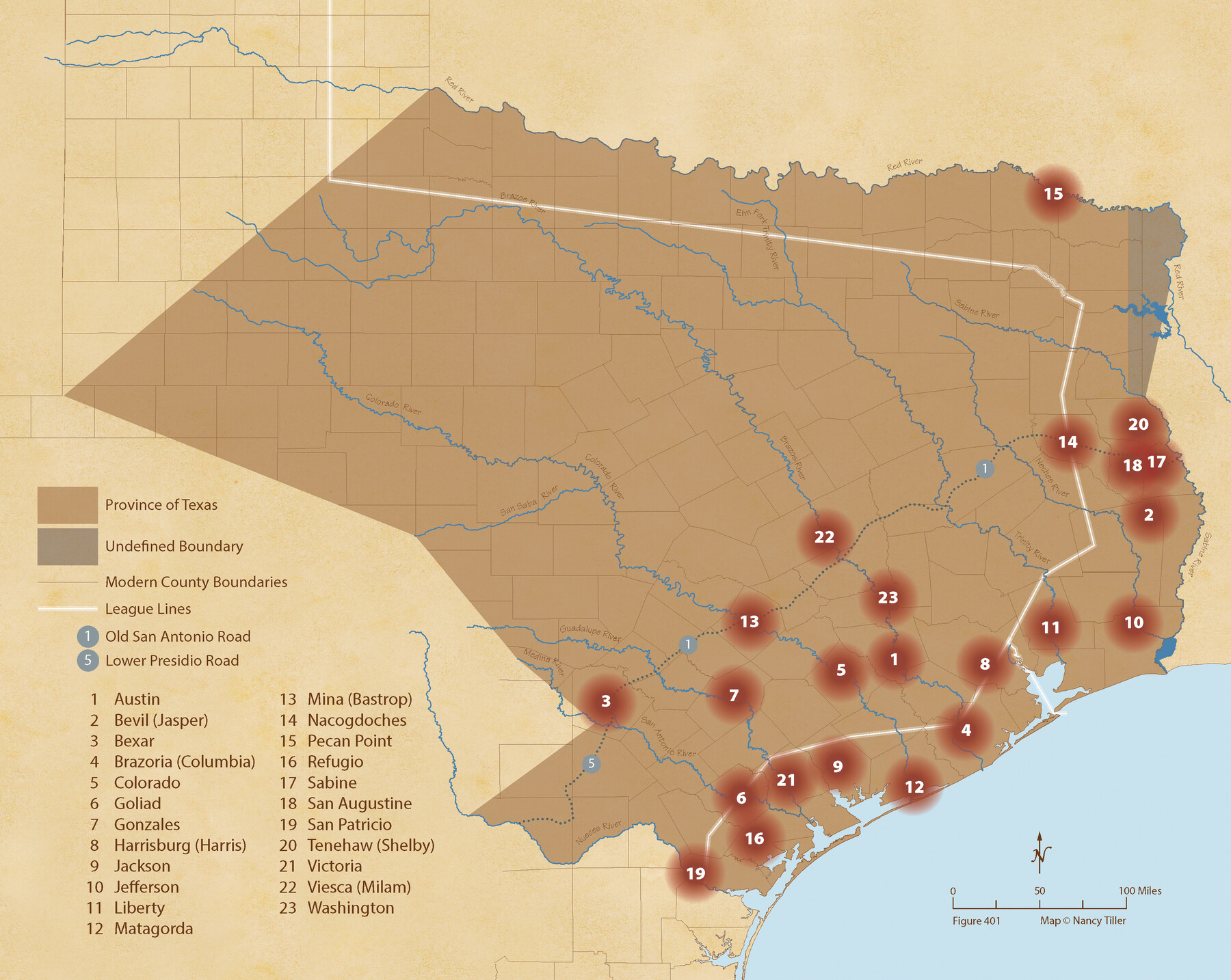 96013, The Mexican Municipalities. On the Eve of Texas Independence, 1836, Nancy and Jim Tiller Digital Collection