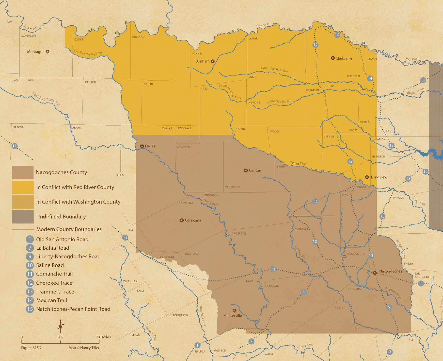 96064, The Chief Justice County of Nacogdoches. Lands in Conflict with Red River and Washington Counties, Nancy and Jim Tiller Digital Collection