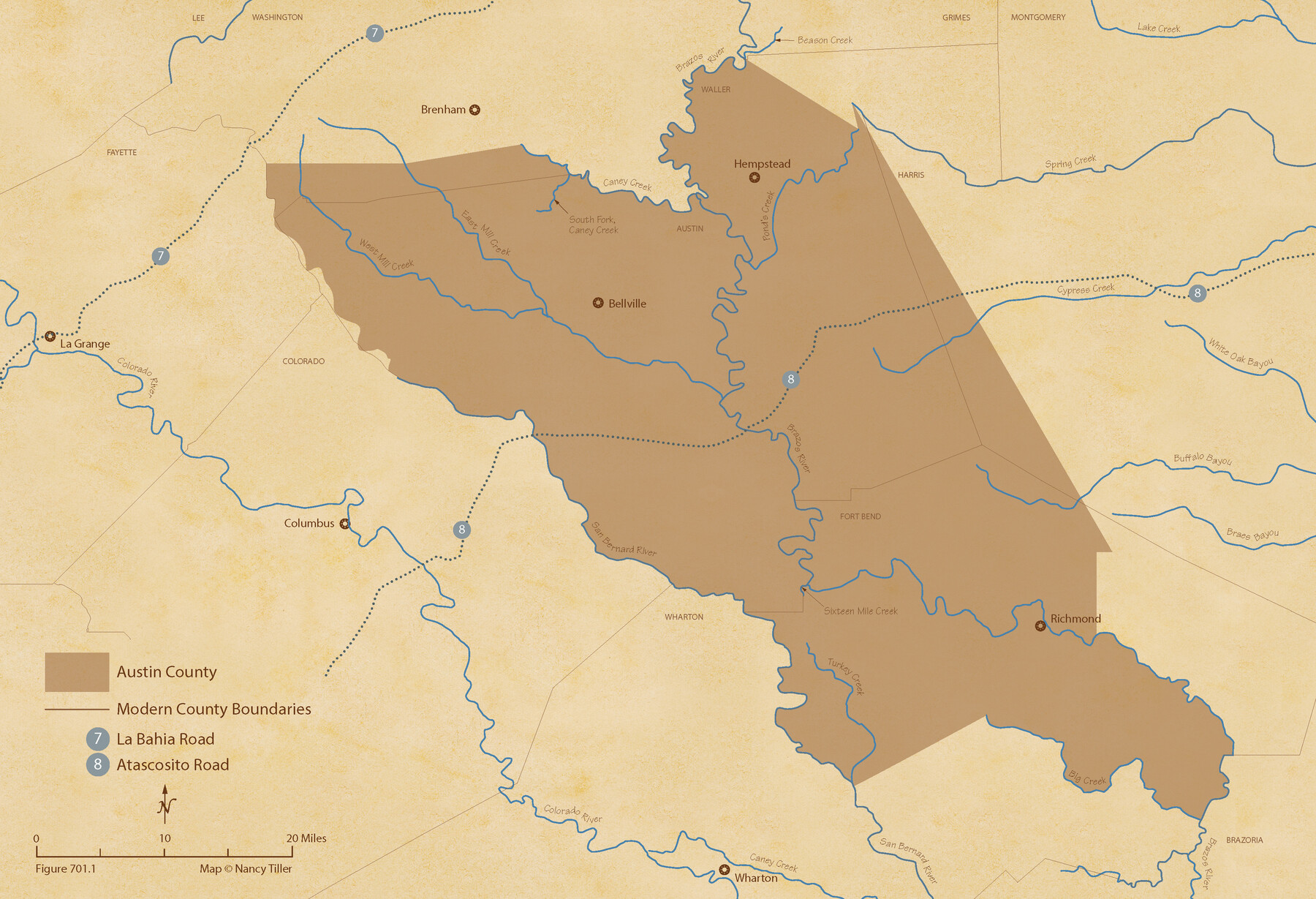 96080, The Republic County of Austin. Proposed, Late Fall 1837, Nancy and Jim Tiller Digital Collection