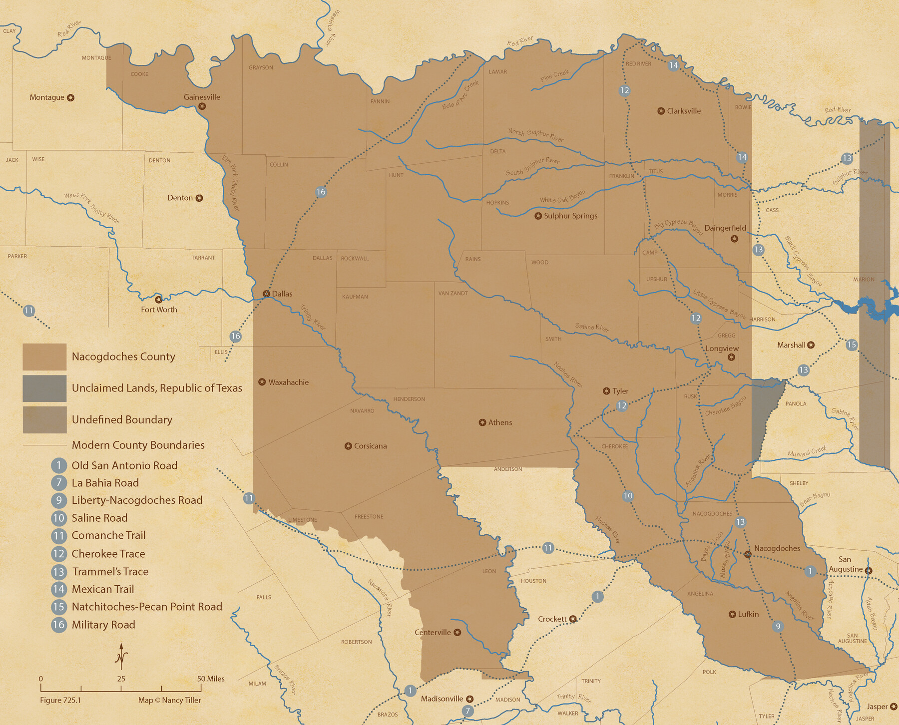 96242, The Republic County of Nacogdoches. Proposed, Late Fall 1837, Nancy and Jim Tiller Digital Collection