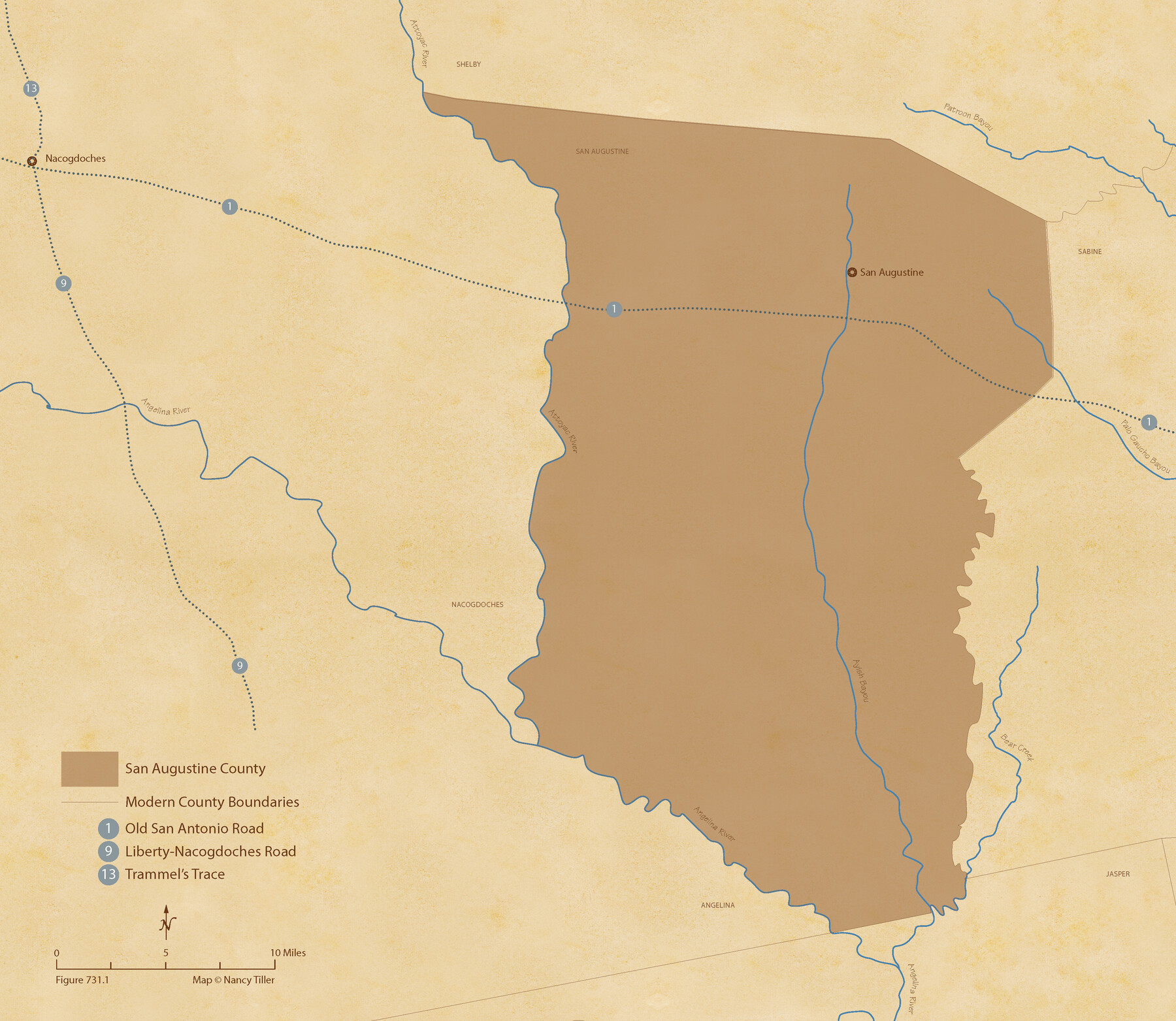 96271, The Republic County of San Augustine. Boundaries Defined, December 14, 1837, Nancy and Jim Tiller Digital Collection