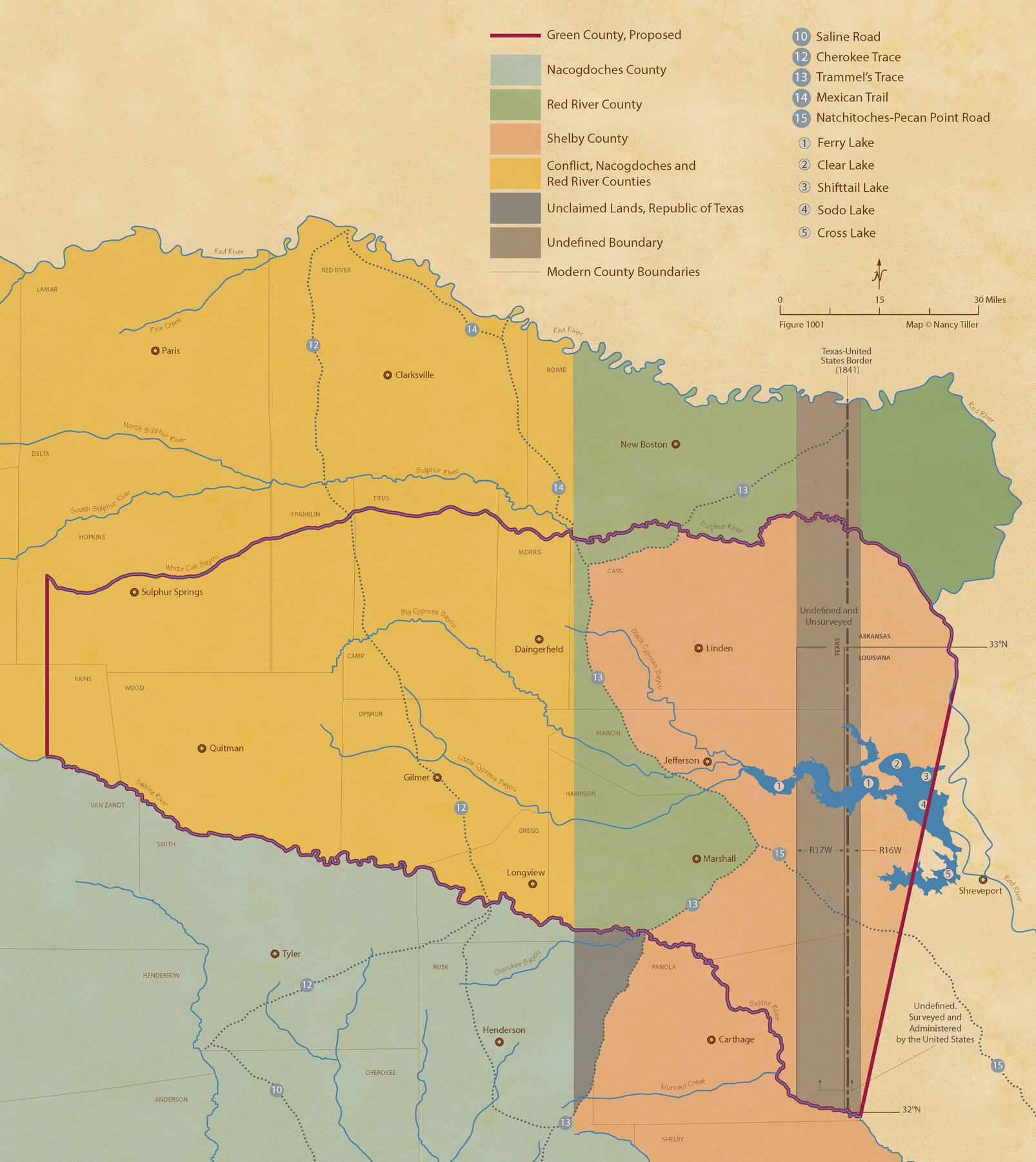 96373, From Citizens of Shelby and Red River Counties Living East of the Sabine River and Southwest of the Sulphur Fork of Red River for the Creation of a New County to be Called Green, March 11, 1837/April 1, 1837, Nancy and Jim Tiller Digital Collection