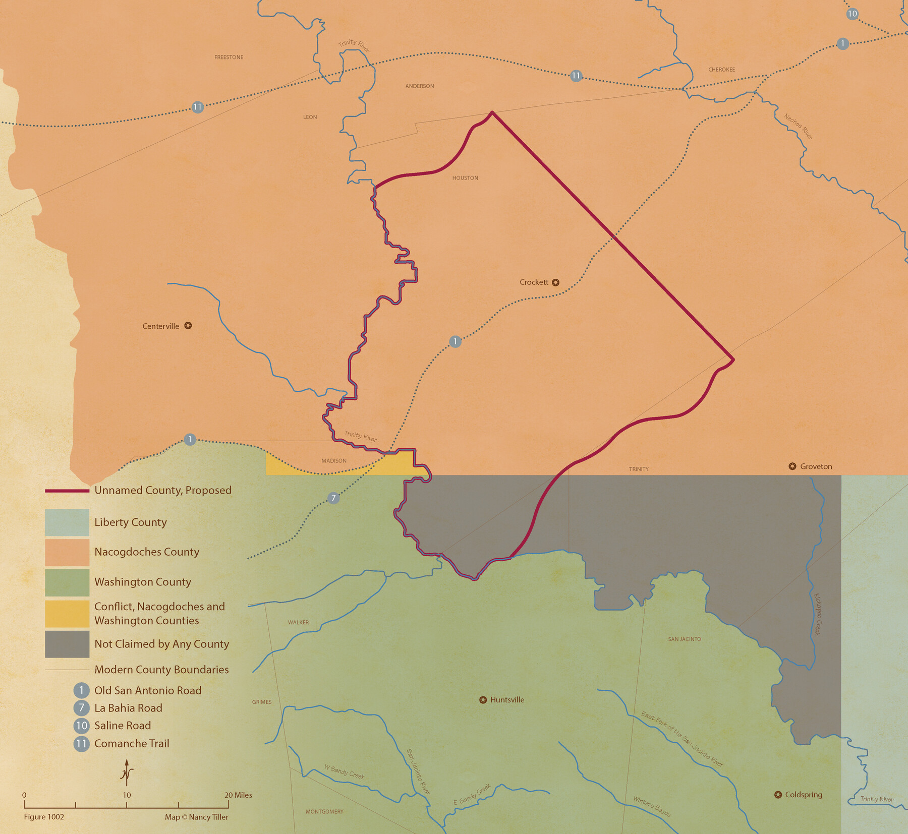 96374, From Citizens of Nacogdoches County Living East of the Trinity River and Along the Old San Antonio Road for the Creation of a New County (Unnamed), April 22, 1837, Nancy and Jim Tiller Digital Collection