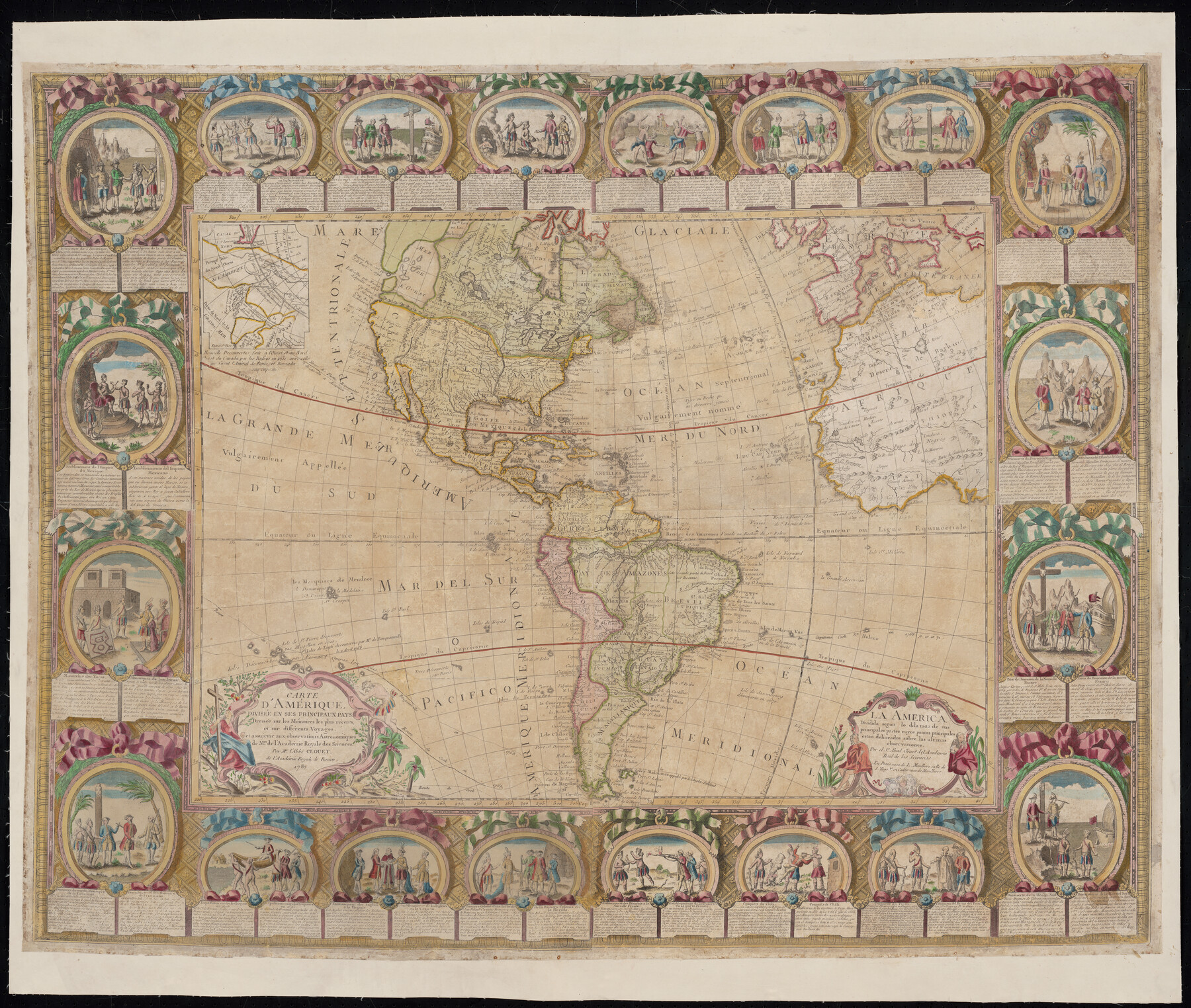 96430, Carte d'Amerique, Divisee en ses Principaux Pays, Dressee sur les Memoires les plus recents, et sur differents Voyages, et assujettie aux observations Astronomiques de Mrs. de l'Academie Royale des Sciences, Holcomb Digital Map Collection