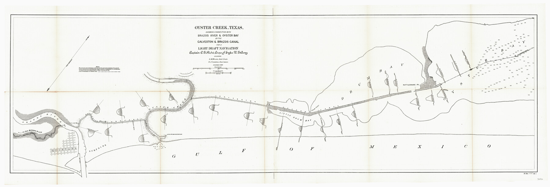 96562, Oyster Creek, Texas showing connection with Brazos River & Oyster Bay by the Galveston & Brazos Canal for a Light Draft Navigation, General Map Collection