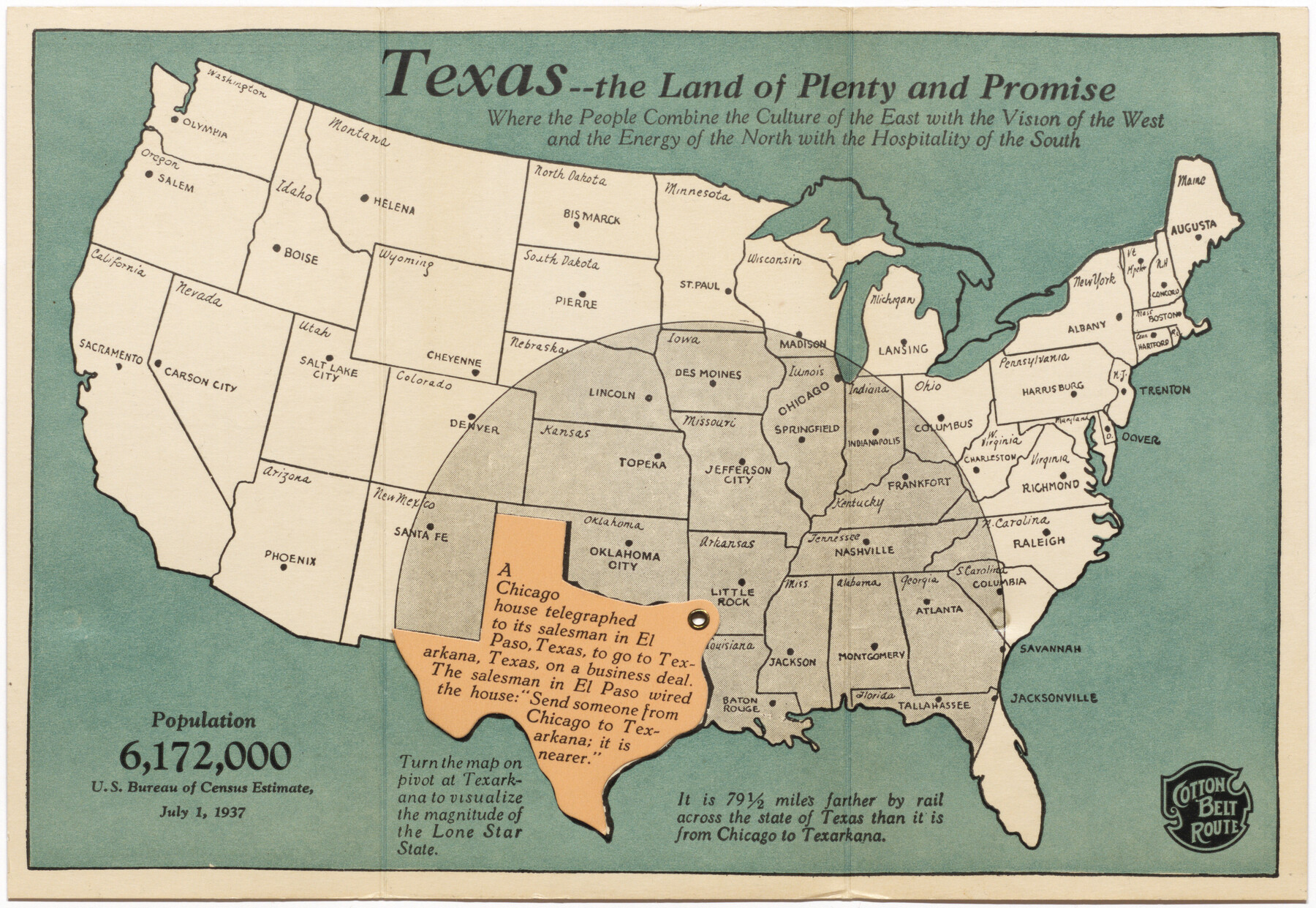 96596, Texas - the Land of Plenty and Promise where the People Combine the Culture of the East with the Vision of the West and the Energy of the North with the Hospitality of the South, Cobb Digital Map Collection - 1