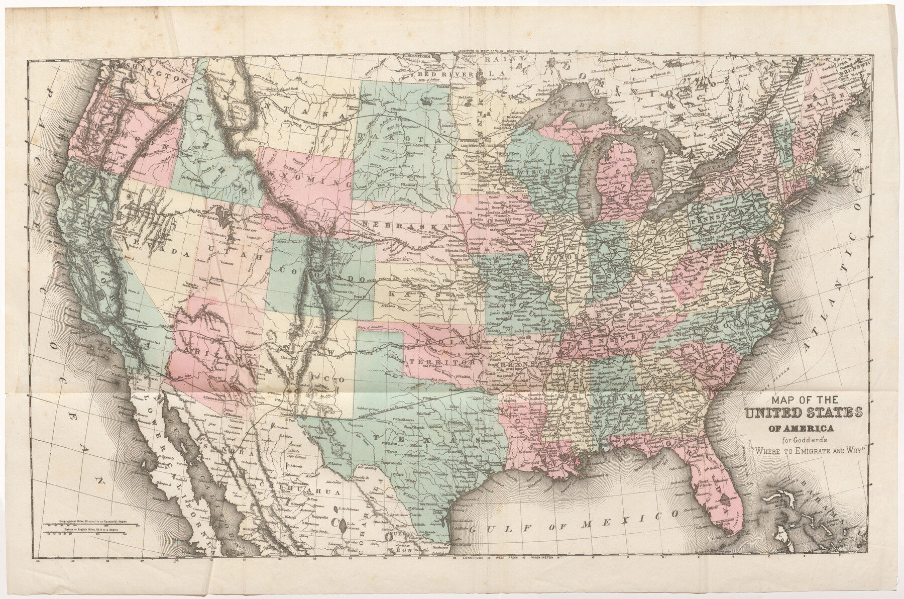 96619, Map of the United States of America for Goddard's "Where to Emigrate and Why", Cobb Digital Map Collection