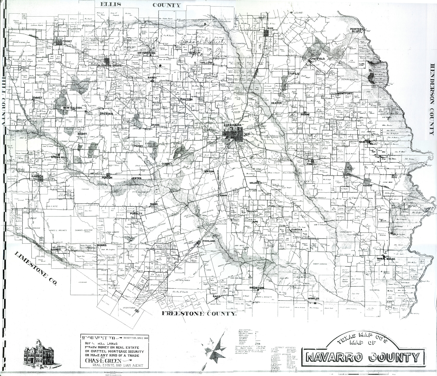 96625, Texas Map Co's Map of Navarro County, Non-GLO Digital Images
