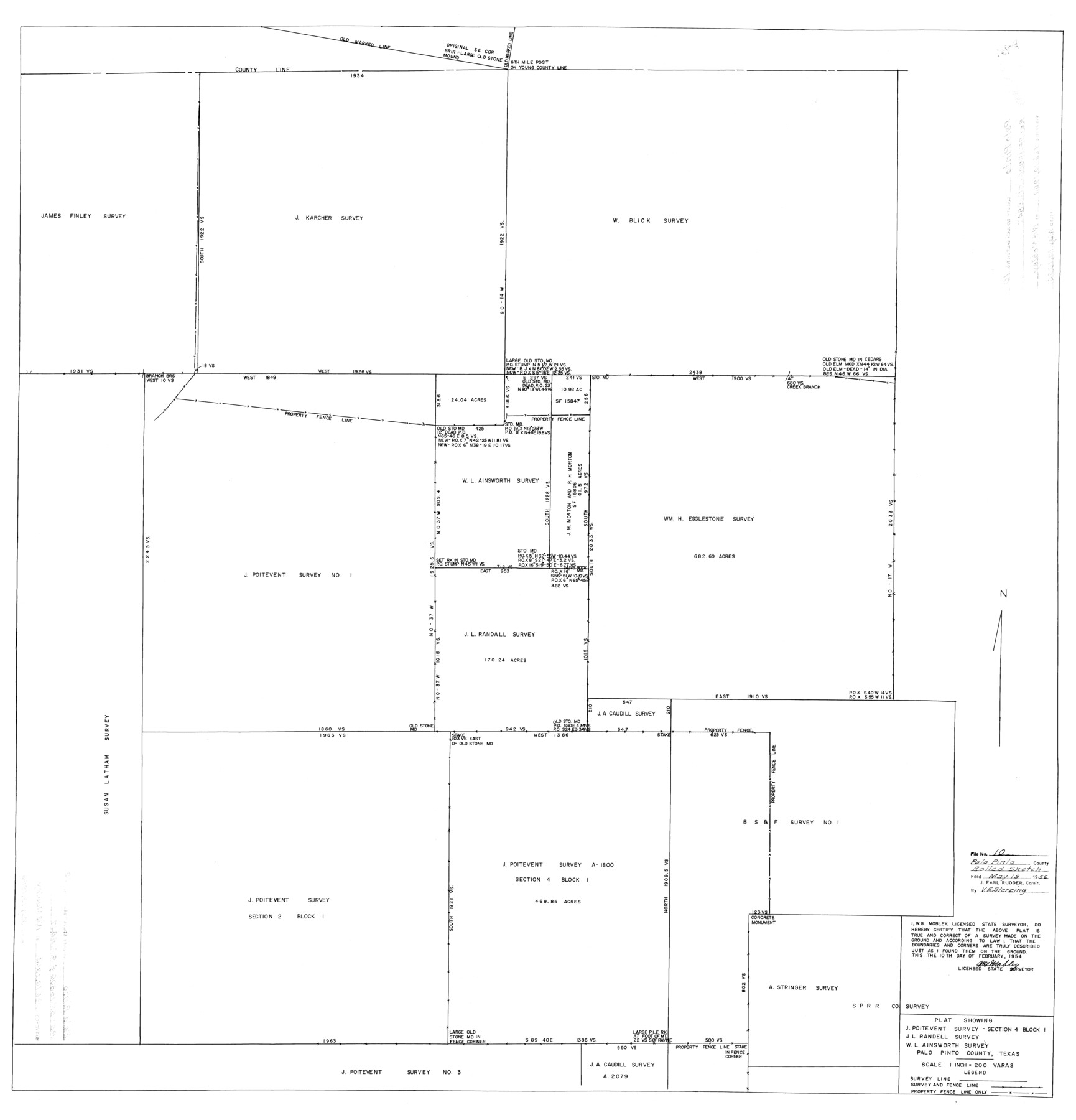 9676, Palo Pinto County Rolled Sketch 10, General Map Collection