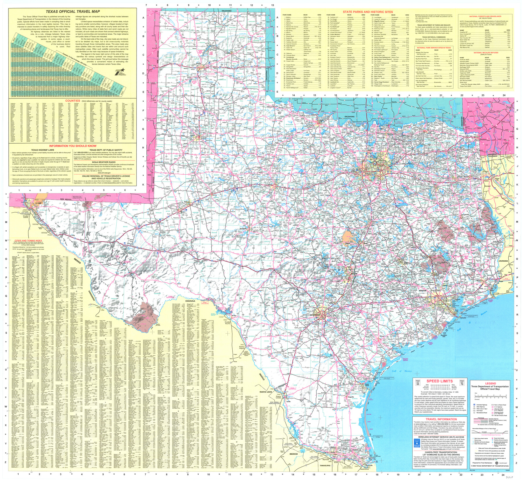 96829, Texas Official Travel Map, General Map Collection