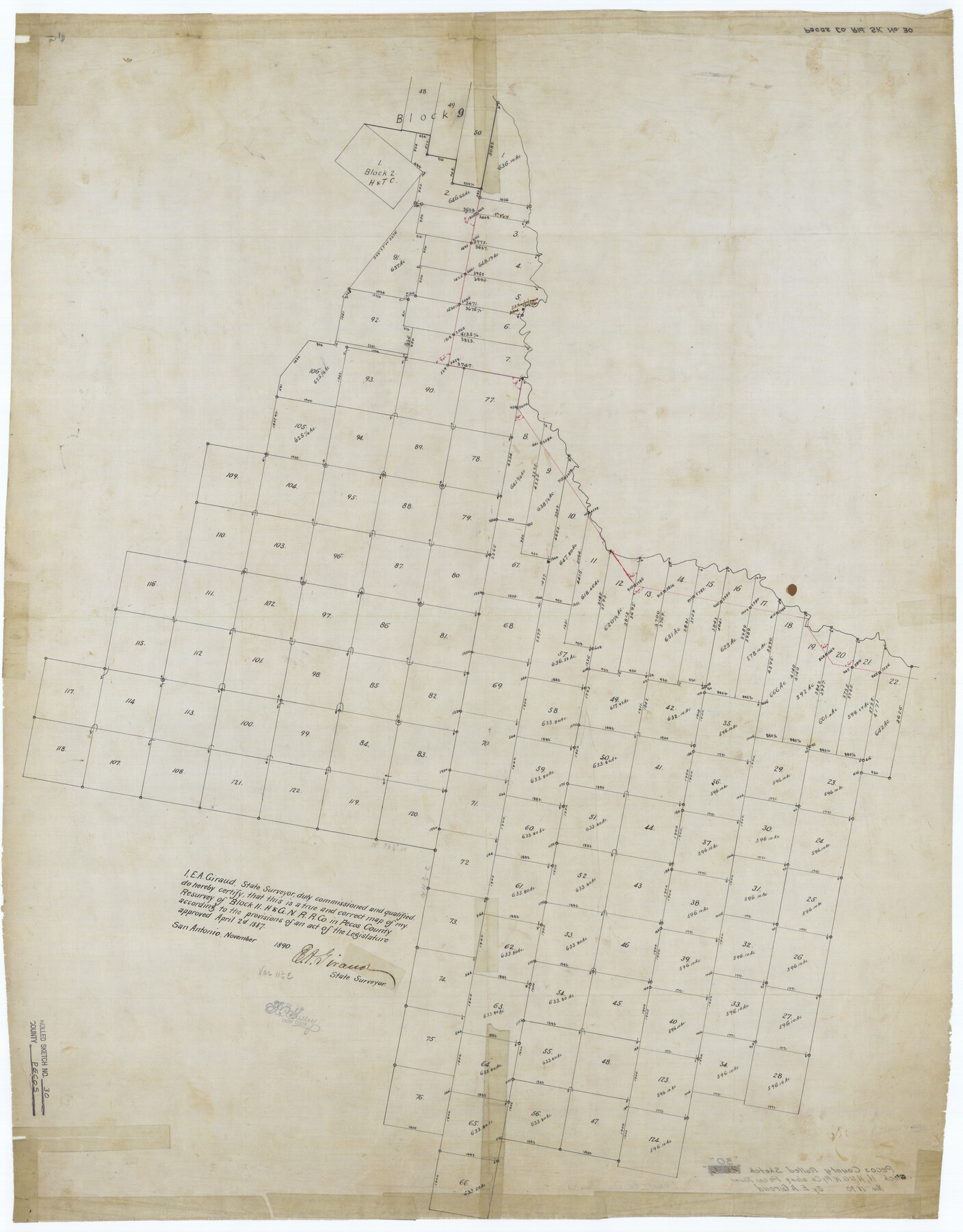 9691, Pecos County Rolled Sketch 30, General Map Collection