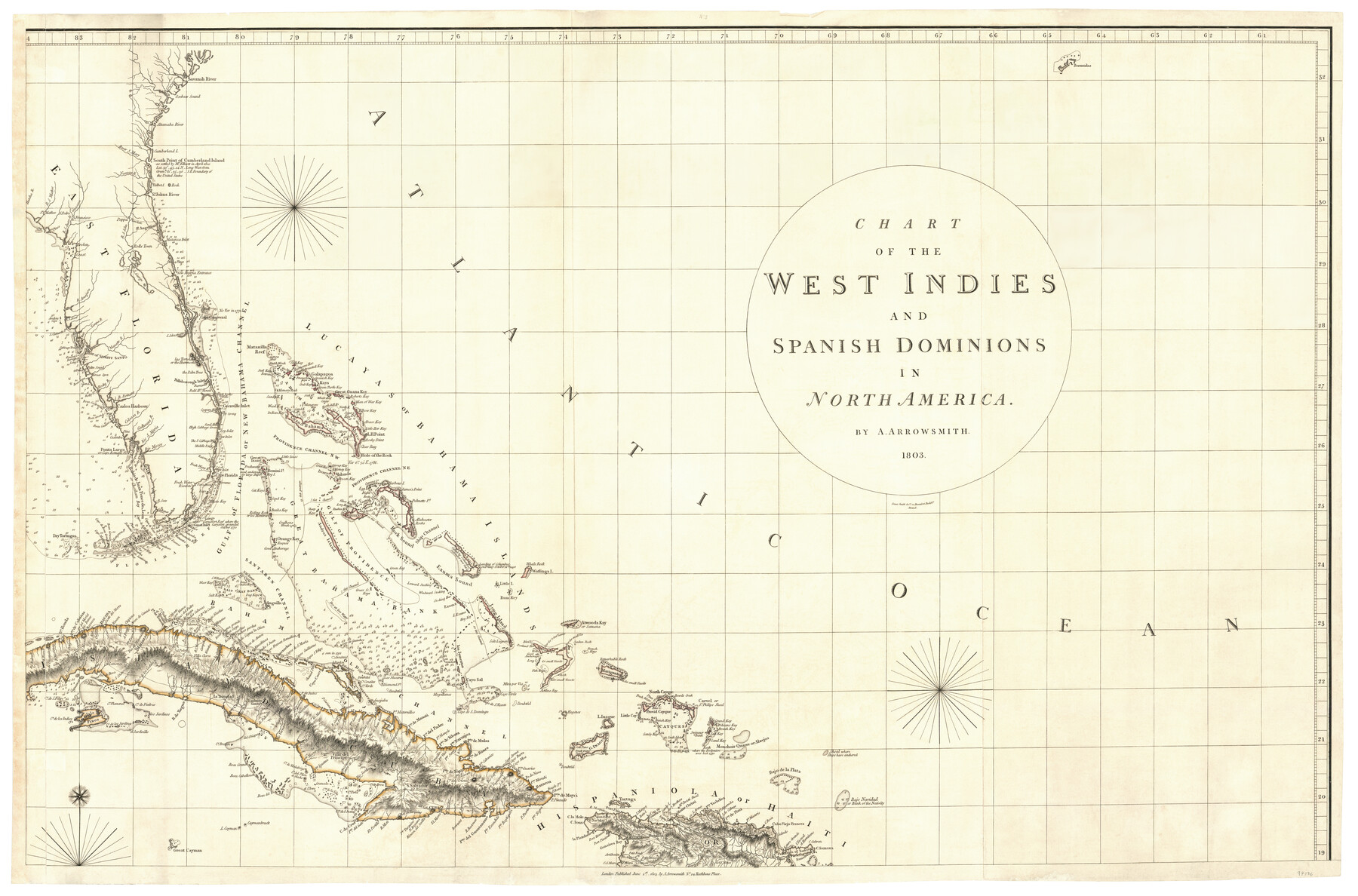 97136, Chart of the West Indies and Spanish Dominions in North America, General Map Collection