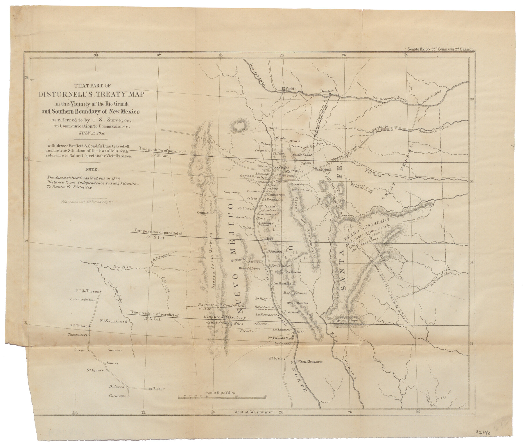 97140, That part of Disturnell's Treaty Map in the Vicinity of the Rio Grande and Southern Boundary of New Mexico, General Map Collection