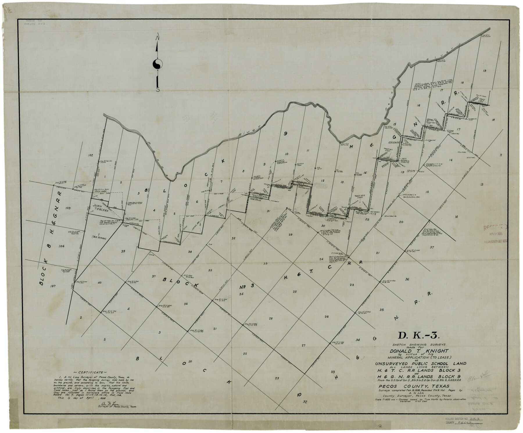 9715, Pecos County Rolled Sketch DK3, General Map Collection