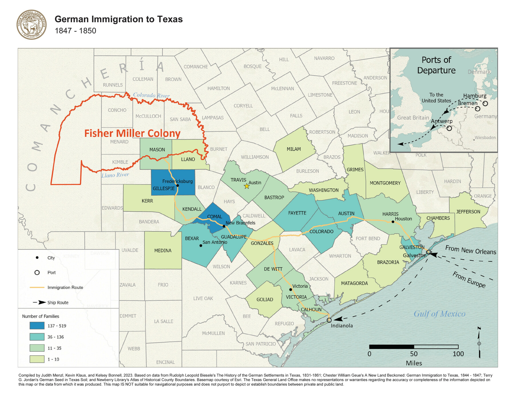 97154, German Immigration to Texas, General Map Collection