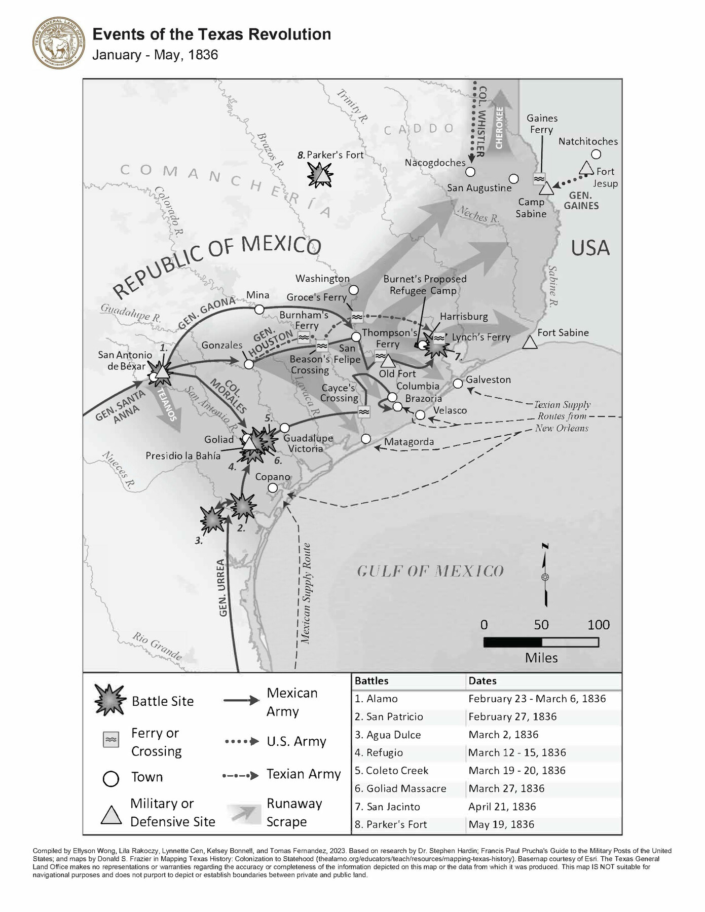 97189, Events of the Texas Revolution, GIS Educational Maps