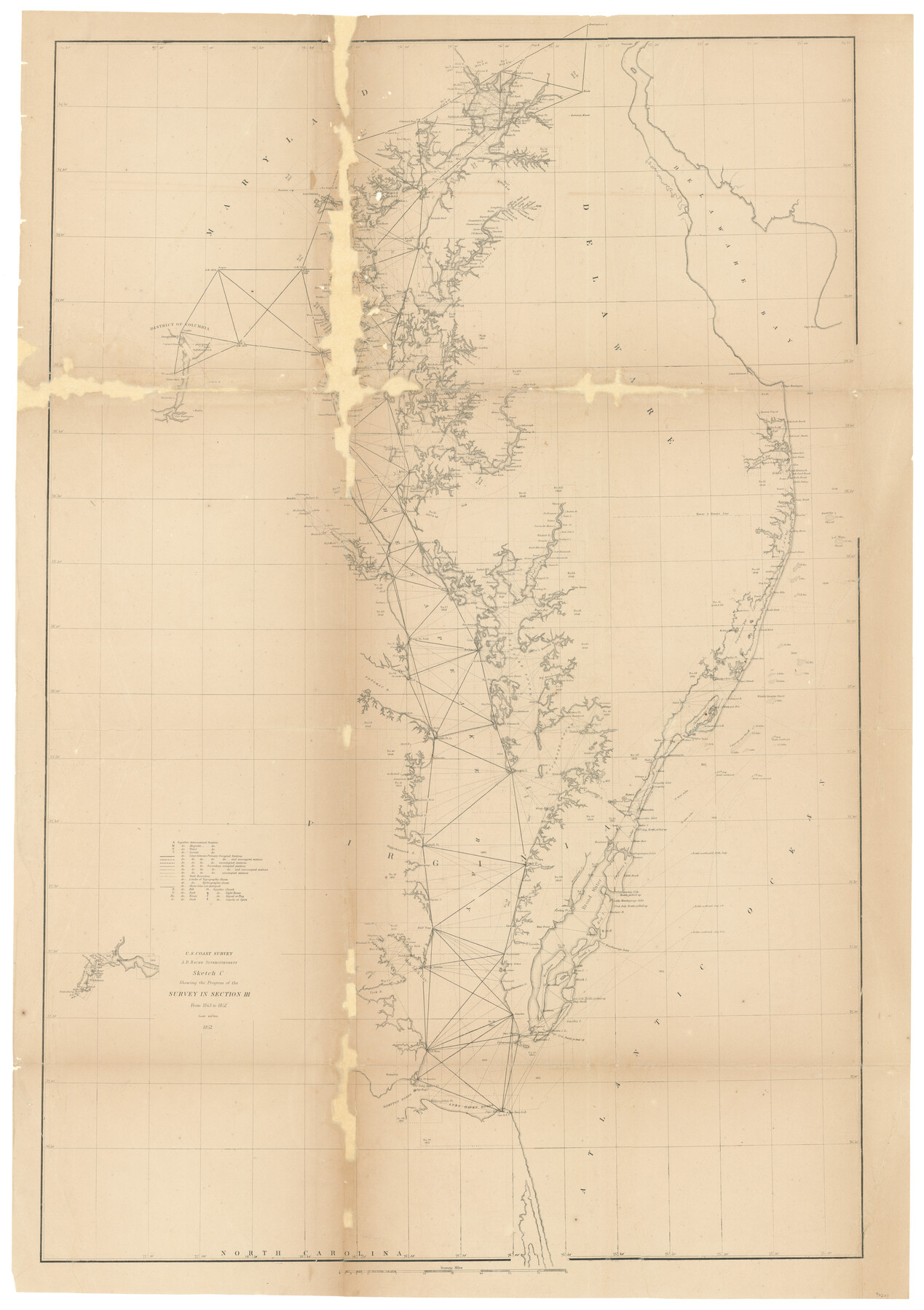 97201, Sketch C Showing the Progress of the Survey in Section III From 1843 to 1852, General Map Collection