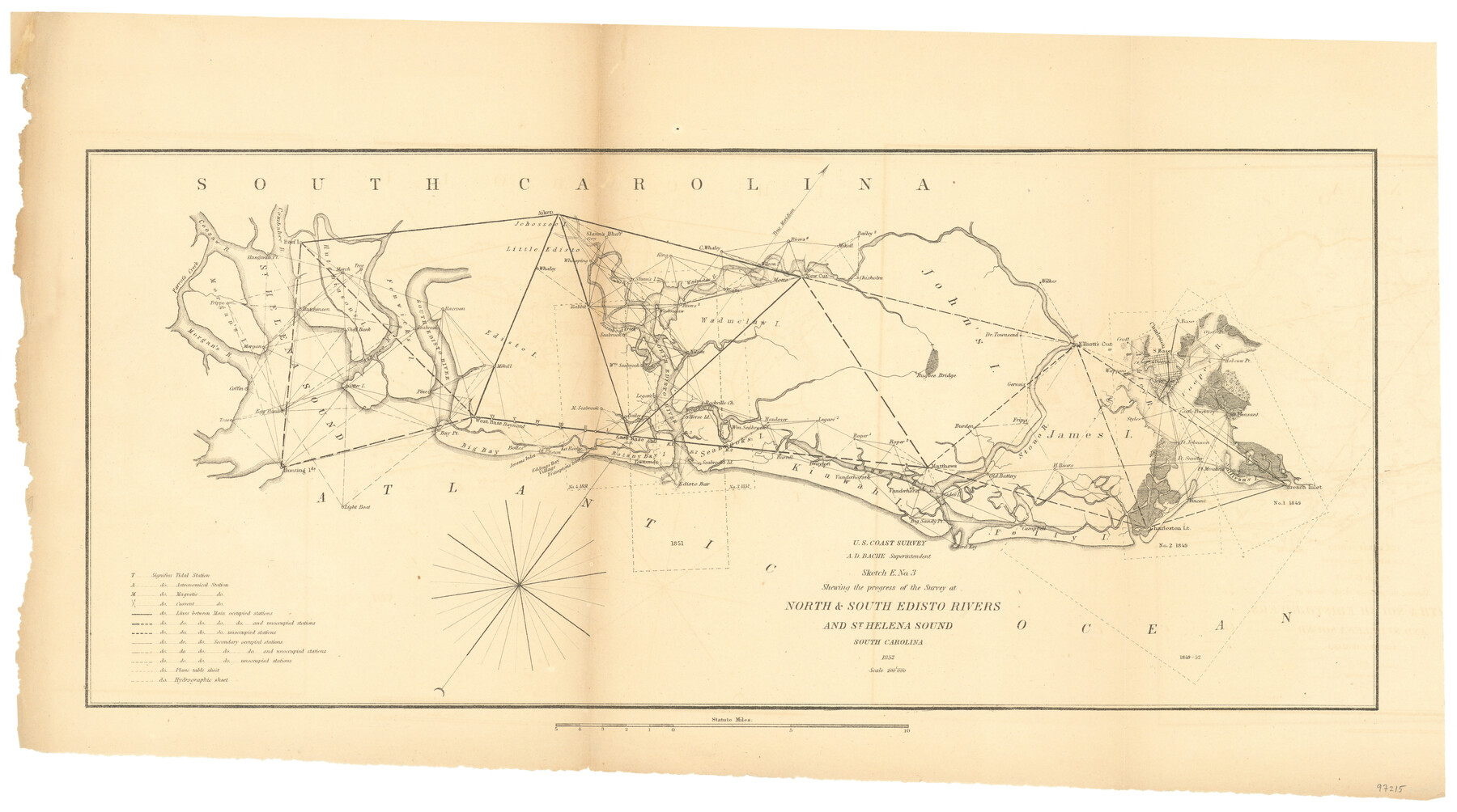 97215, Sketch E No. 3 Shewing the progress of the Survey at North & South Edisto Rivers and St. Helena Sound, South Carolina, General Map Collection