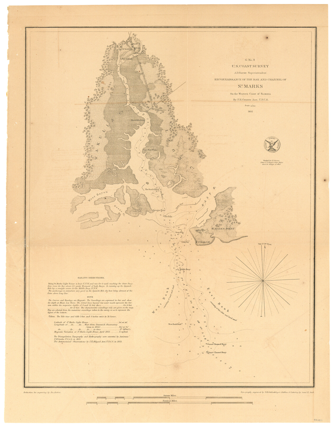 97221, G No. 3 - Reconnaissance of the Bar and Channel of St. Marks On the Western Coast of Florida, General Map Collection